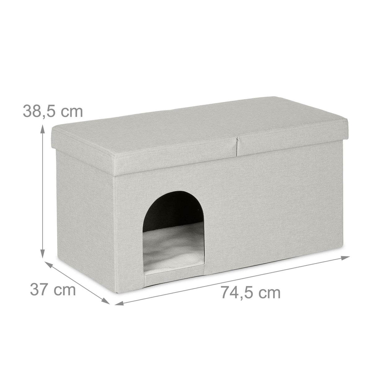 Cat hide in beige with lid