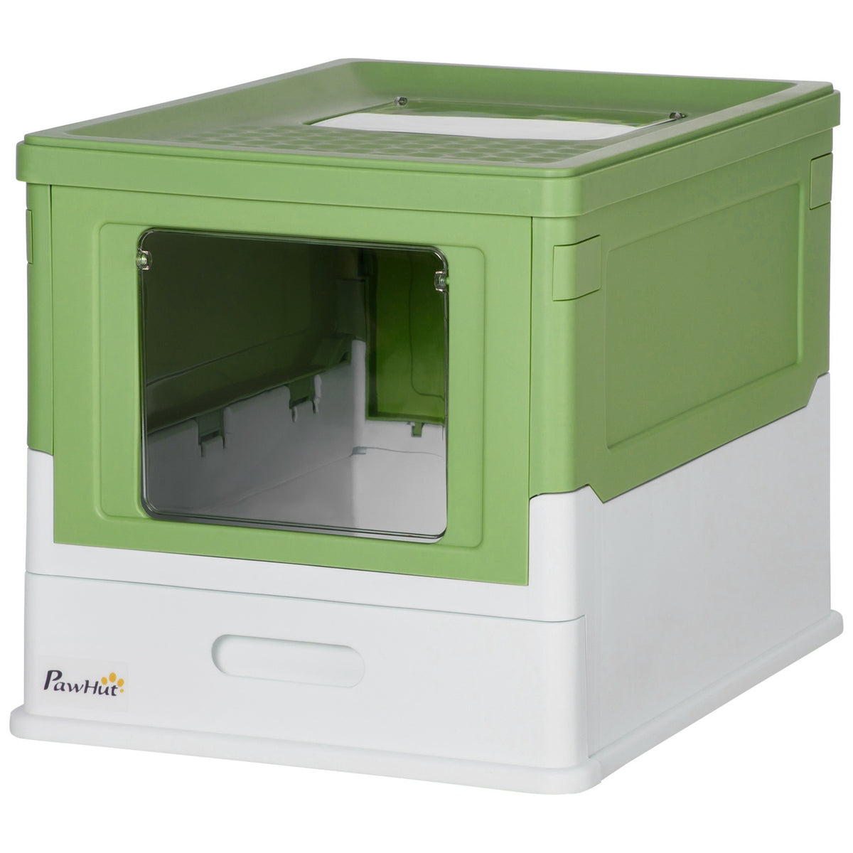 Cat litter box, cat litter box with lid, cat house with bottom tray, scoop, deodorizing box, plastic, 47.5 x 35.5 x 36.7 cm