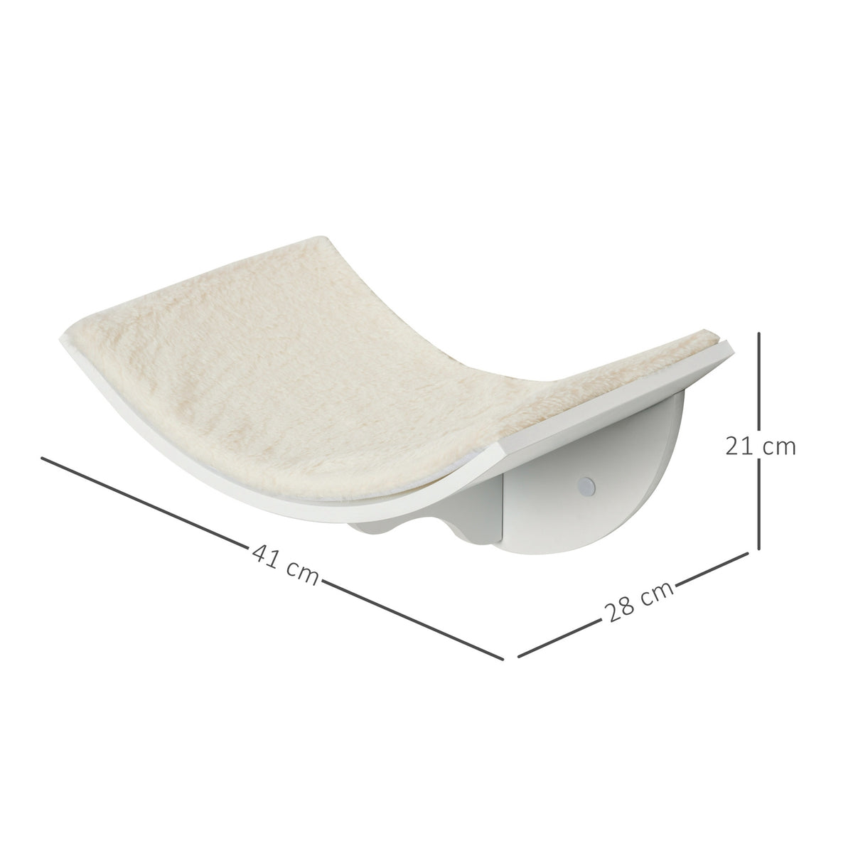 Cat lounger, cat wall lounger, cat bed, cat shelf, wall-mounted plush cushion, white, 41 x 28 x 21 cm