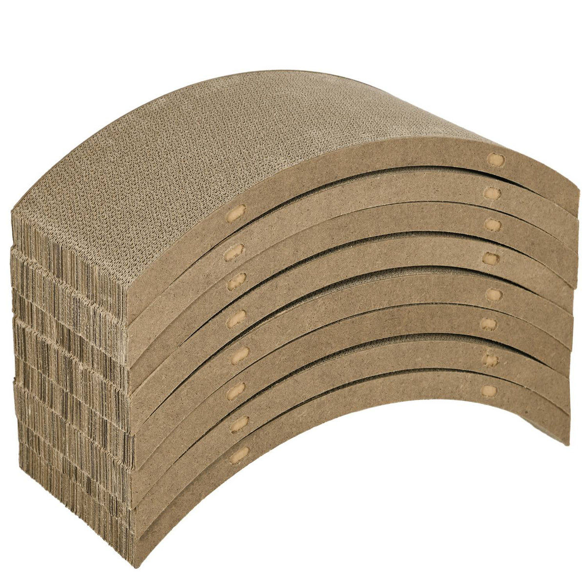 Cat scratching board, set of 8 recyclable scratching cardboard, corrugated cardboard scratching mats for cat exercise wheels, cats up to 5 kg, 55 x 25.5 x 3 cm, brown