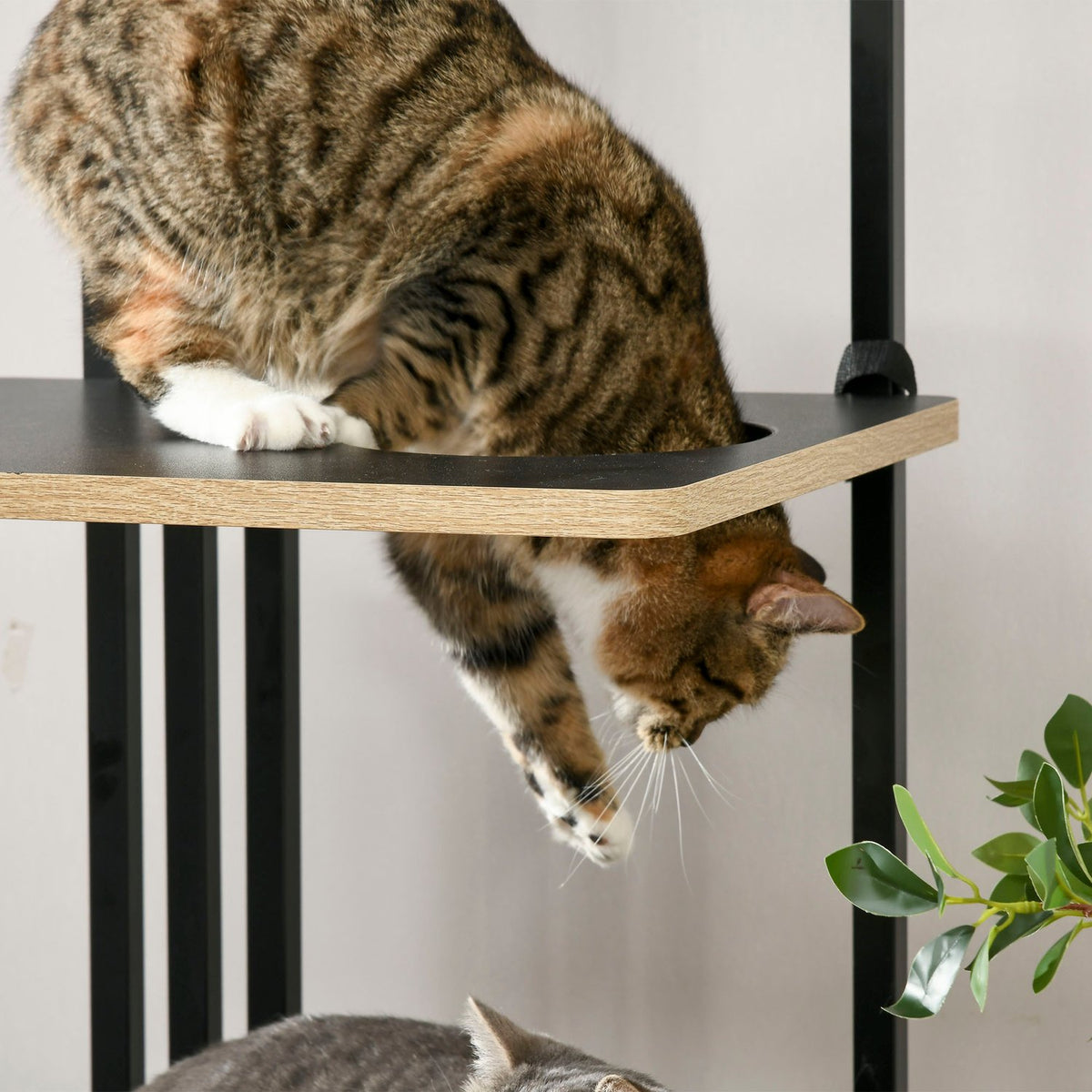 Cat tree 170cm Large scratching post with cushions, scratching board, 3 platforms, cat furniture made of steel in black
