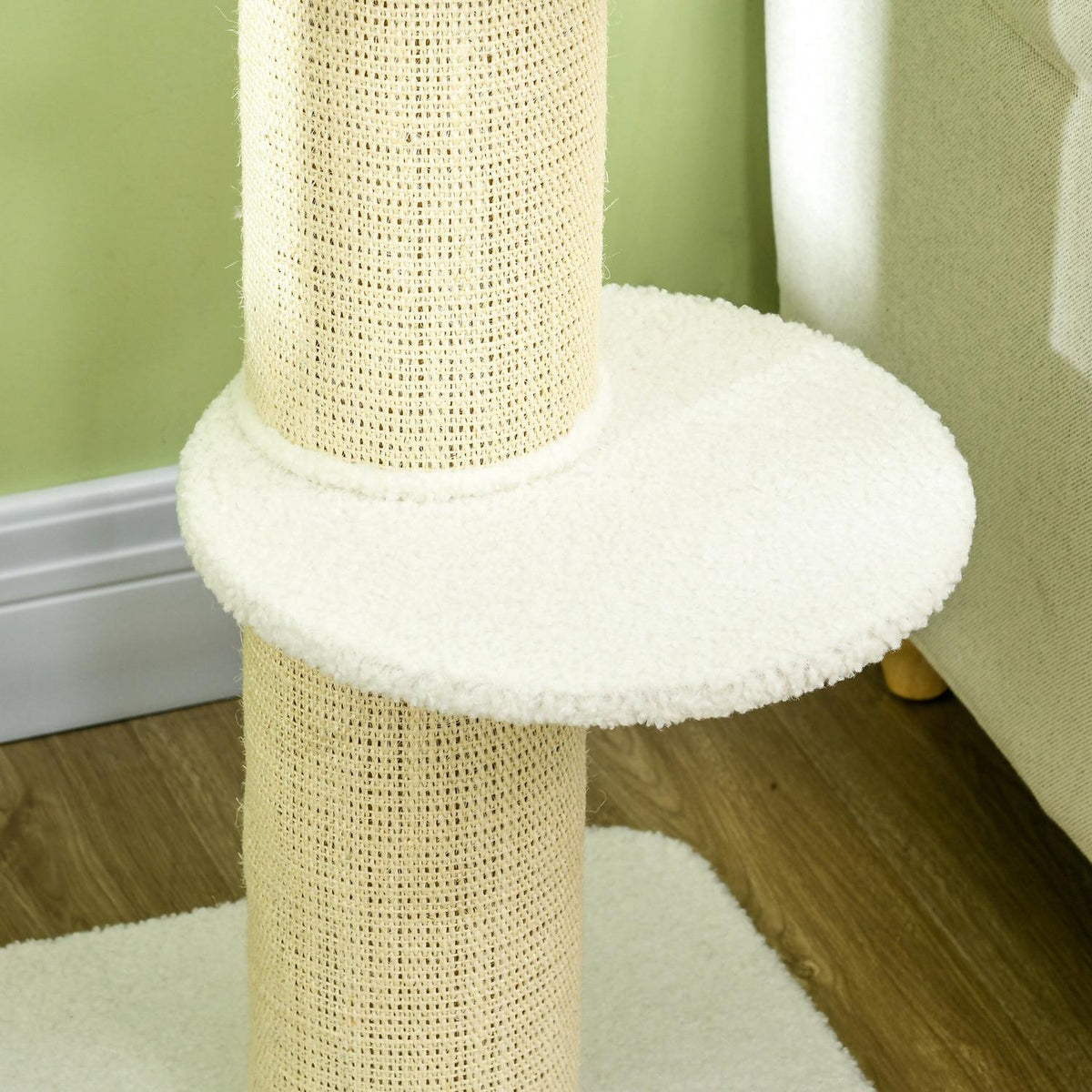 Cat tree 91cm play tree with cat bed, platform lambswool cream