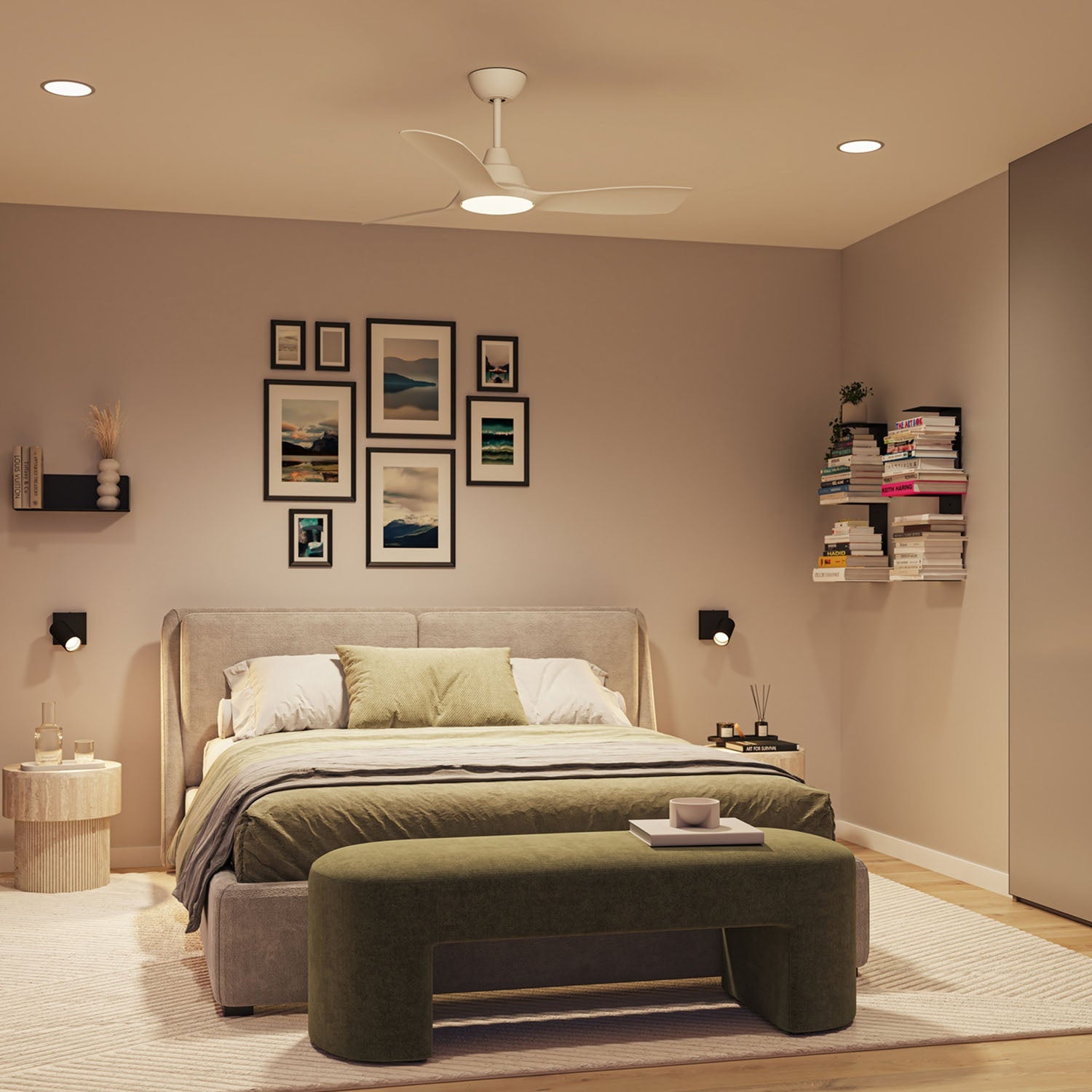 Ceiling Fan Light, Adjustable White LED, Ø106 cm, Remote-Controlled