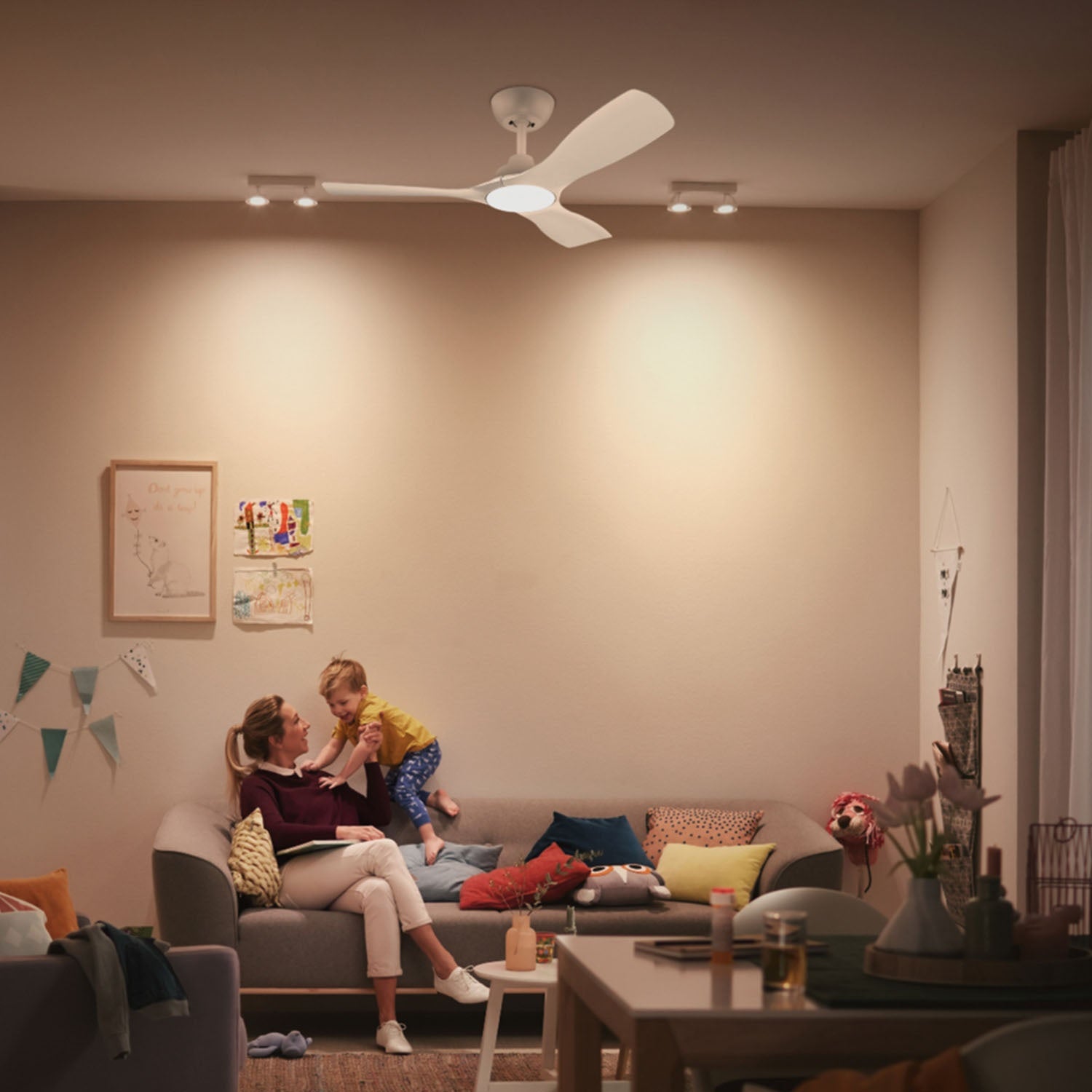 Ceiling Fan Light, Adjustable White LED, Ø106 cm, Remote-Controlled
