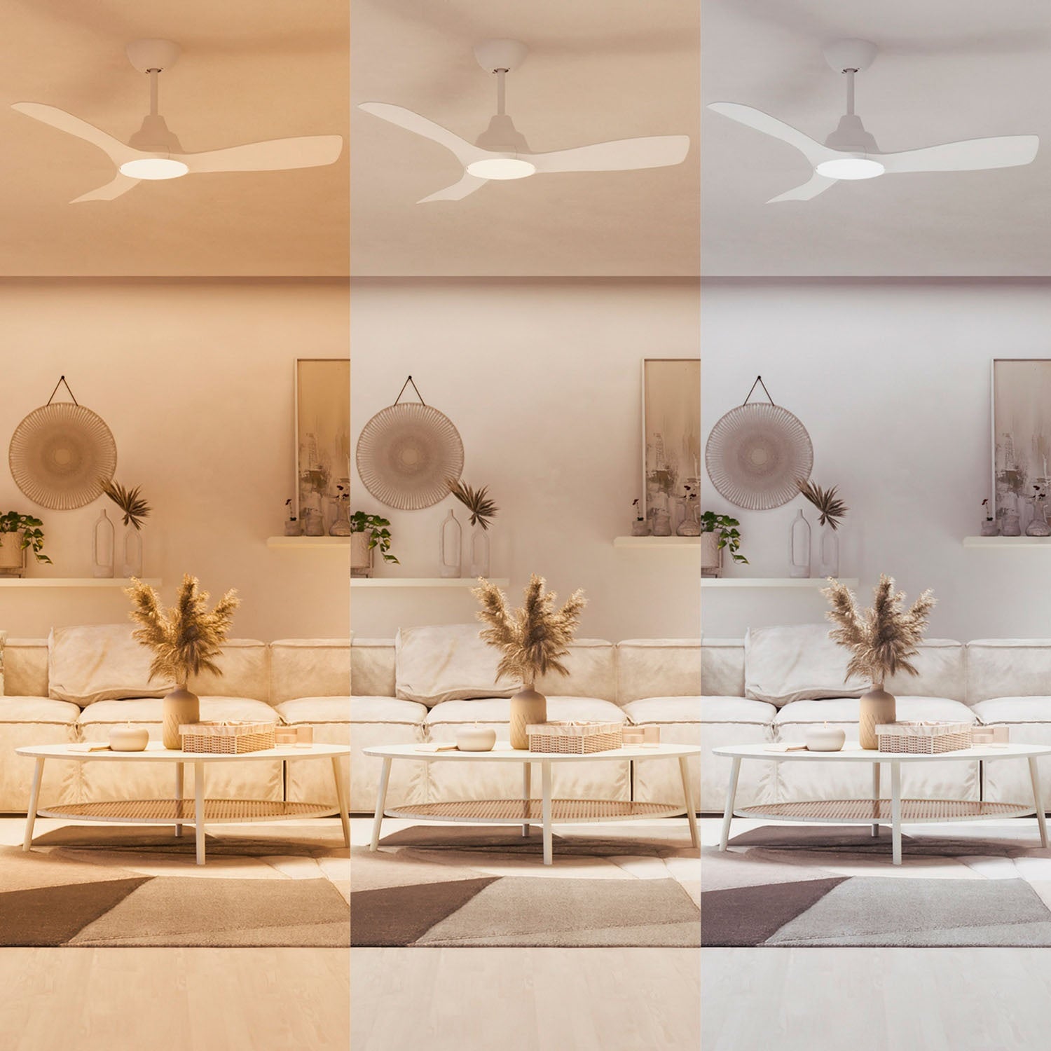 Ceiling Fan Light, Adjustable White LED, Ø135 cm, Remote-Controlled