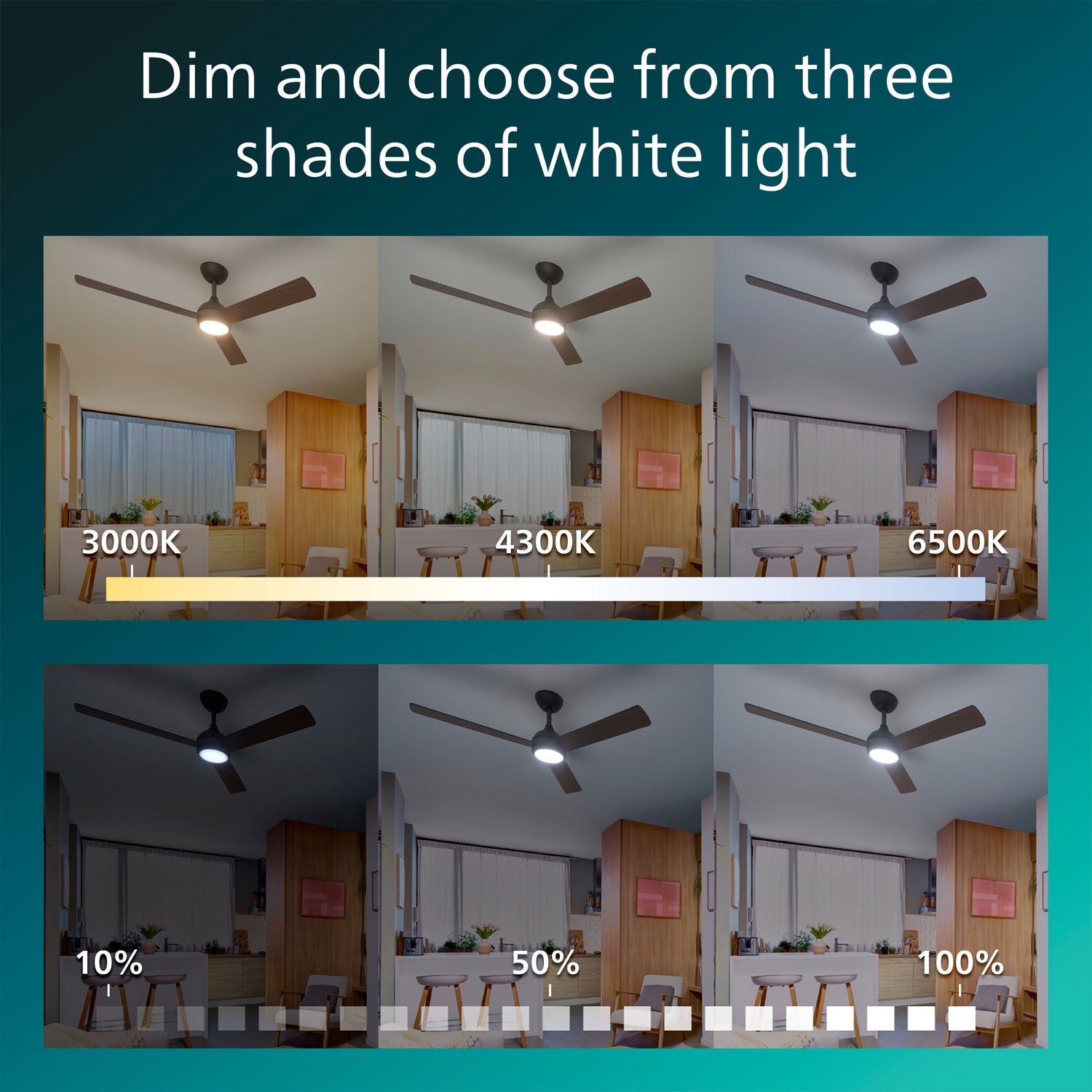 Ceiling Fan With LED Light, 132 cm, Remote, Reversible Blades