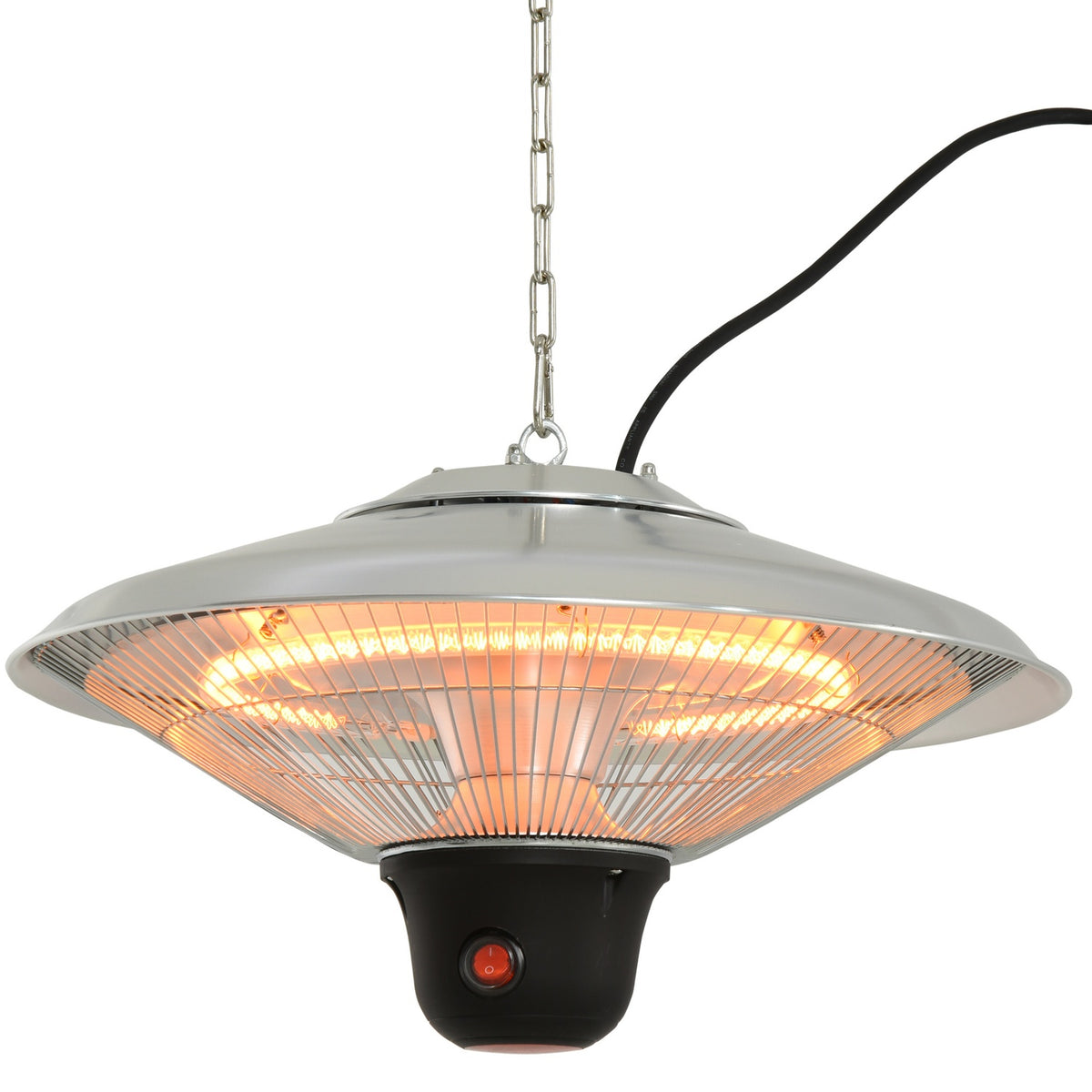 Ceiling Heater 1500W With Led & Remote Control, Terraces, Aluminum, Silver, Φ42Xh29Cm