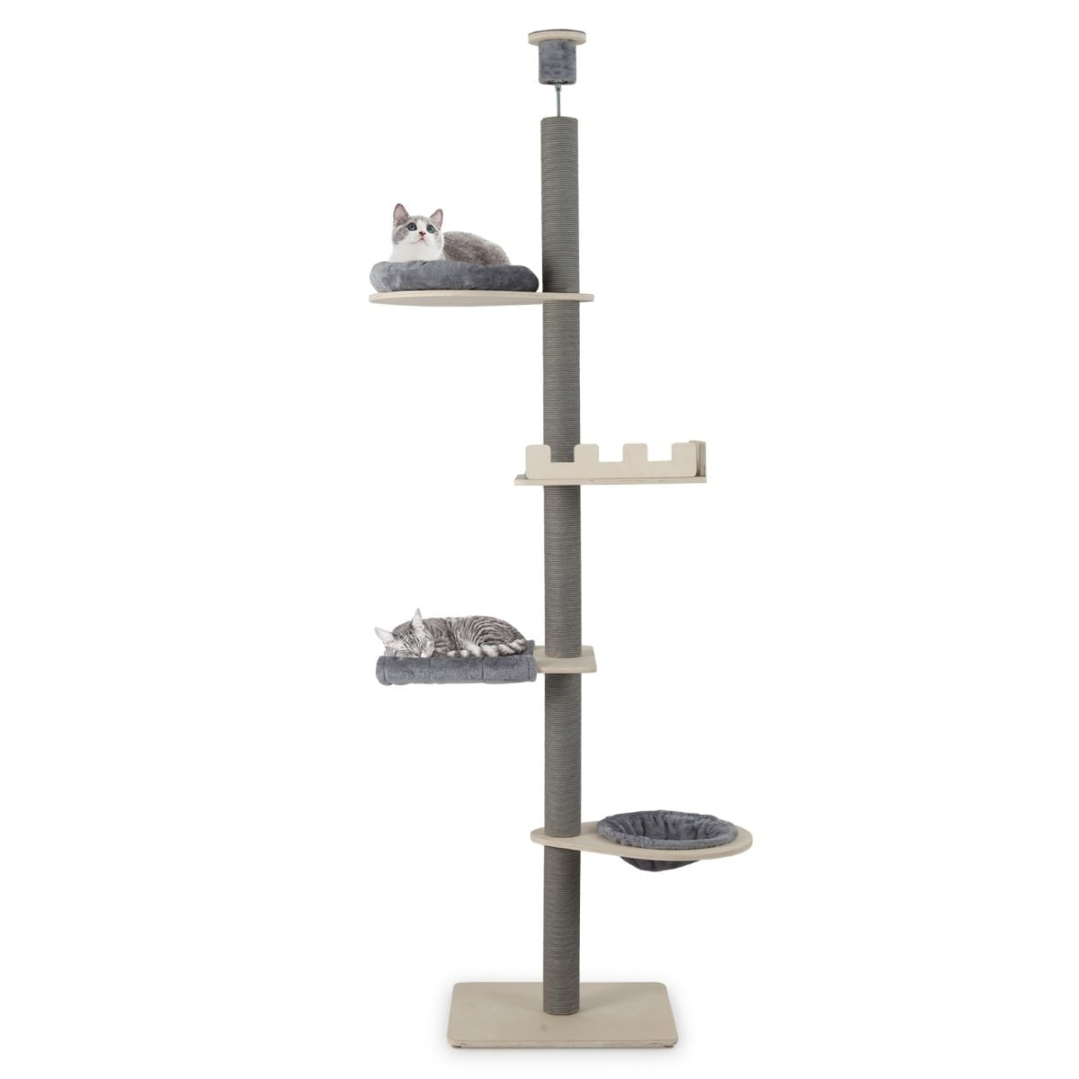 Ceiling-High Cat Tree, Adjustable 236-271 cm, Grey