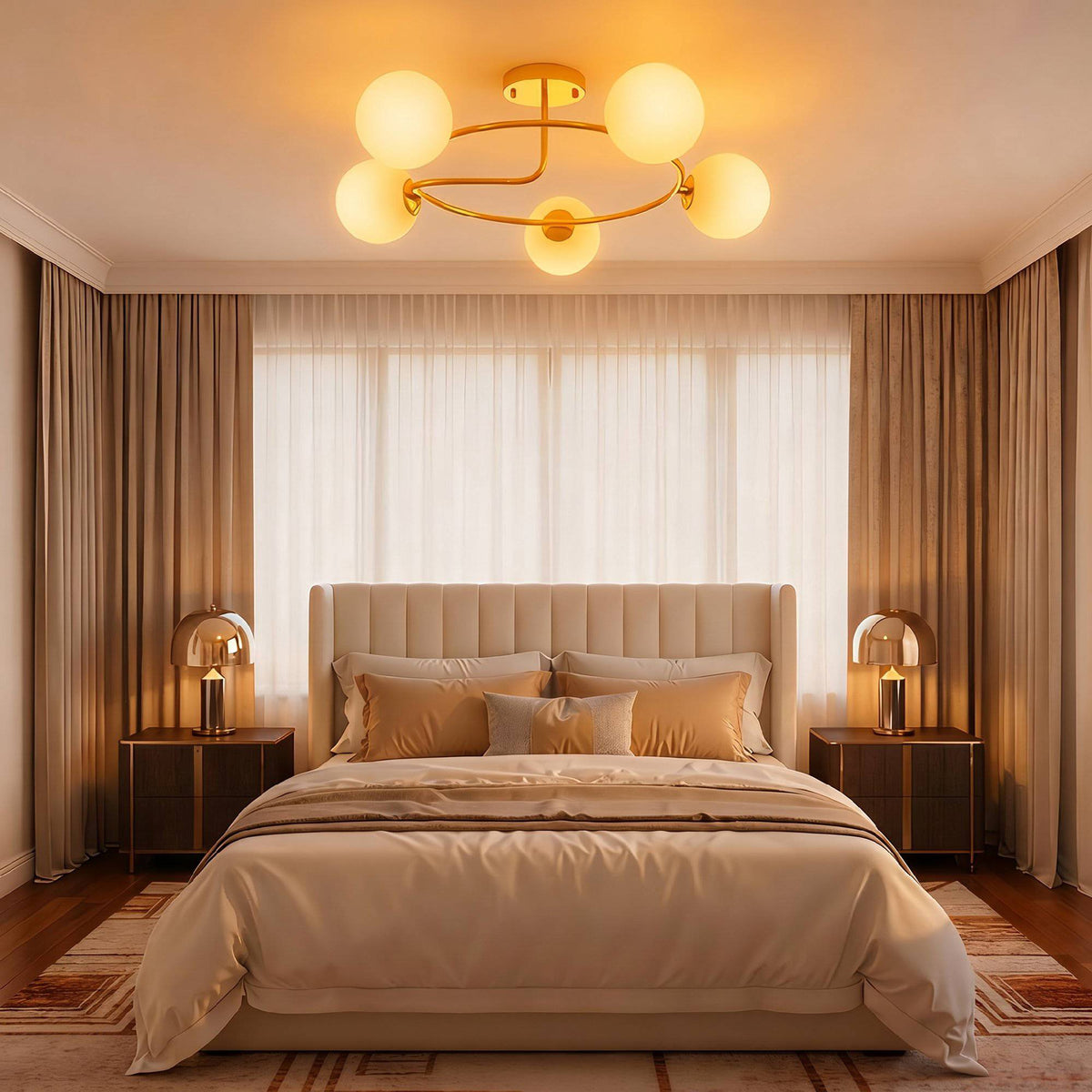 Ceiling Light, 5x G9 Sockets, Gold-White, 64 cm