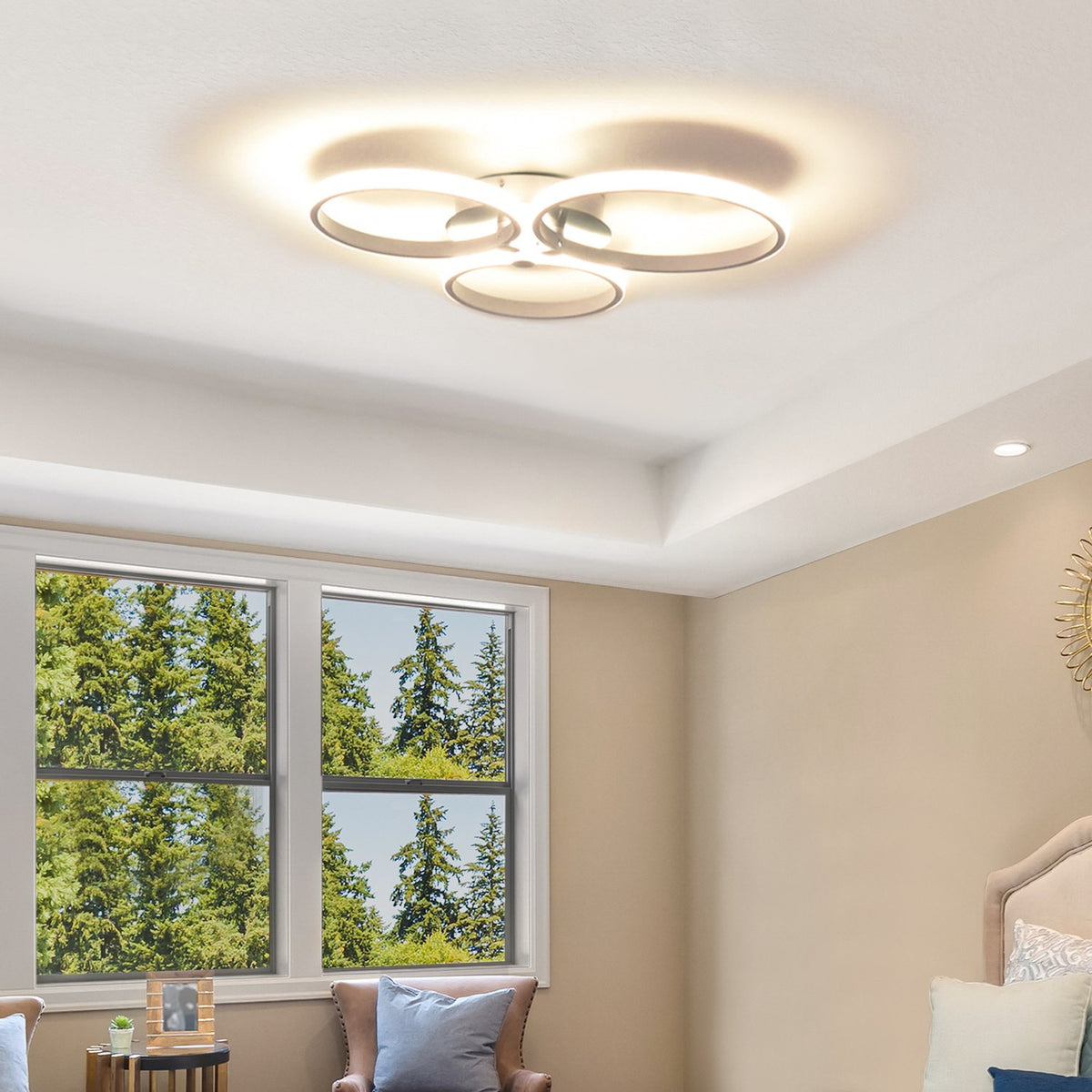 Ceiling Light Living Room Lamp, Metal, Aluminum, Acrylic, 56Lx47Wx8H Cm