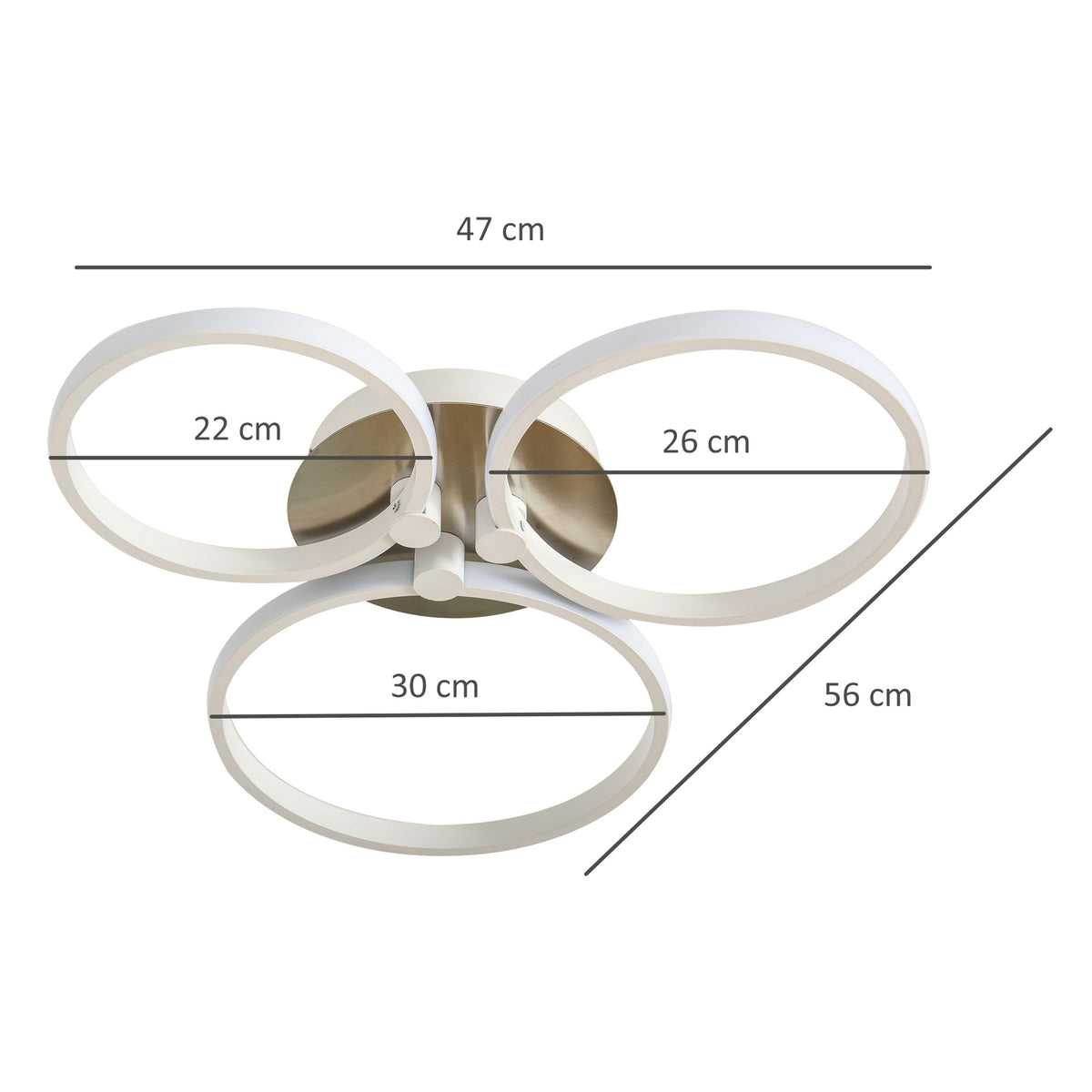 Ceiling Light Living Room Lamp, Metal, Aluminum, Acrylic, 56Lx47Wx8H Cm