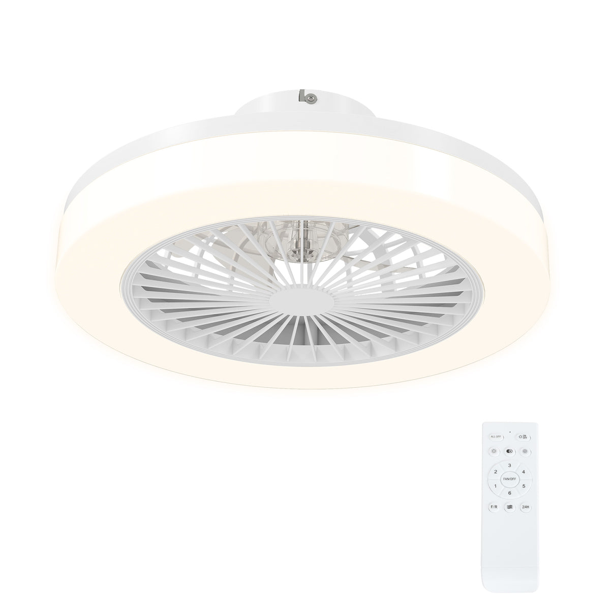 Ceiling fan with lighting remote control LED fan ceiling light dimmable with 6 speeds 40 W lamp with reversible fan, timer for bedroom white 46 cm |