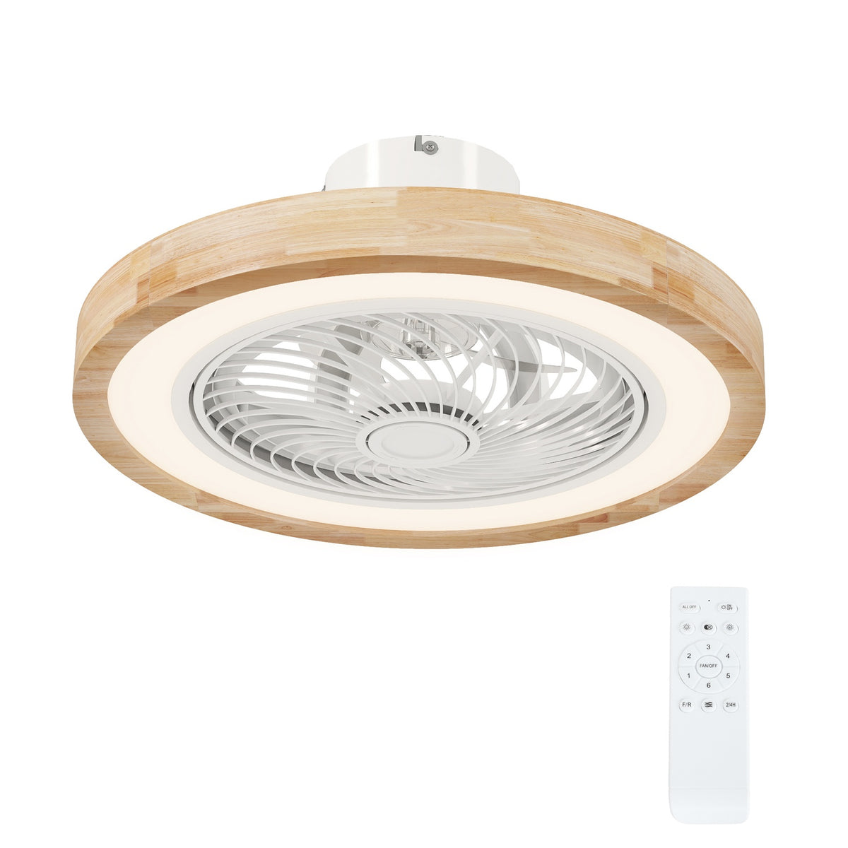 Ceiling fan with lighting remote control LED fan ceiling light dimmable with RGB color, 6 speeds 40 W lamp with fan, reversible timer for bedroom natural 50 cm |