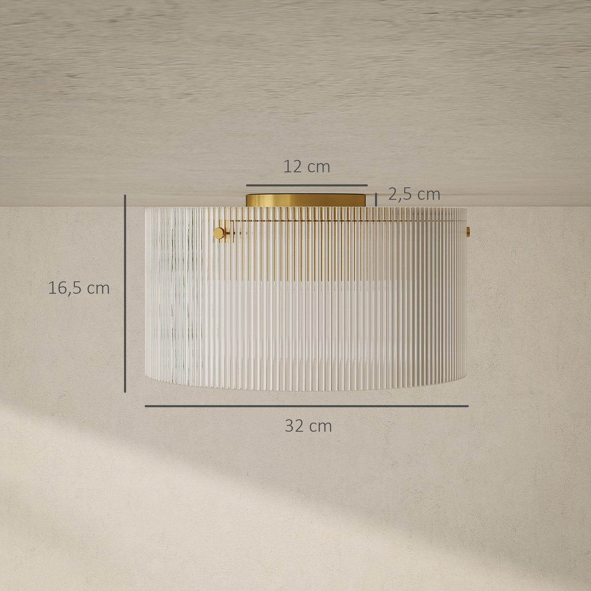 Ceiling lamp with acrylic lampshade, metal, halogen and LED compatible