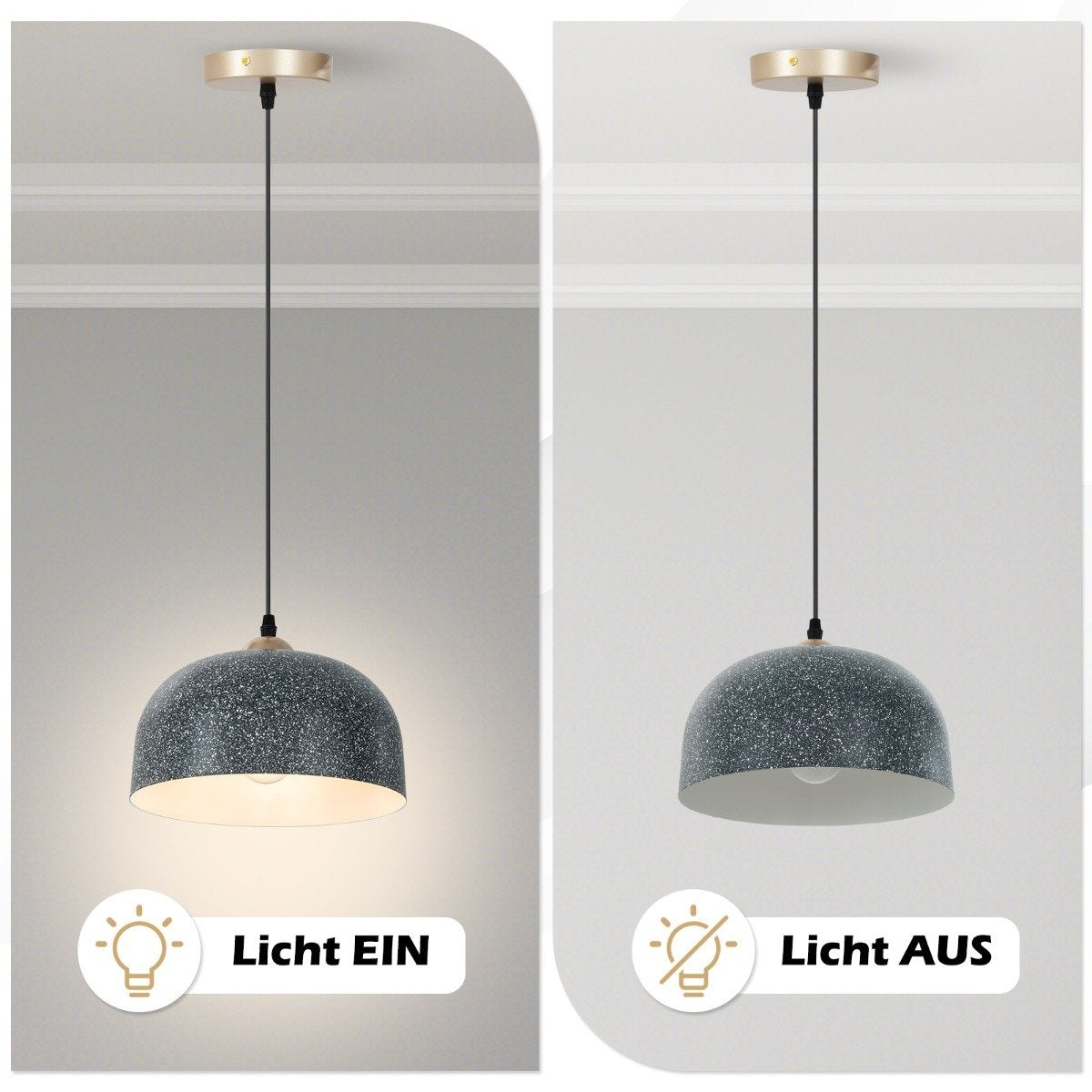 Ceiling light with adjustable hanging cable & E27 base pendant light hanging lamp gray