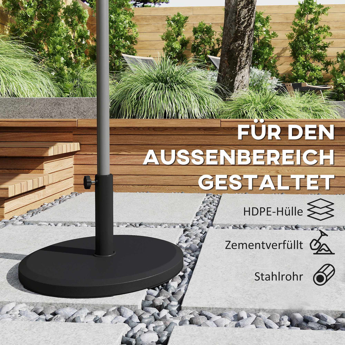 Cement Umbrella Base, 13kg, Round, Fits 34/38/48mm Poles