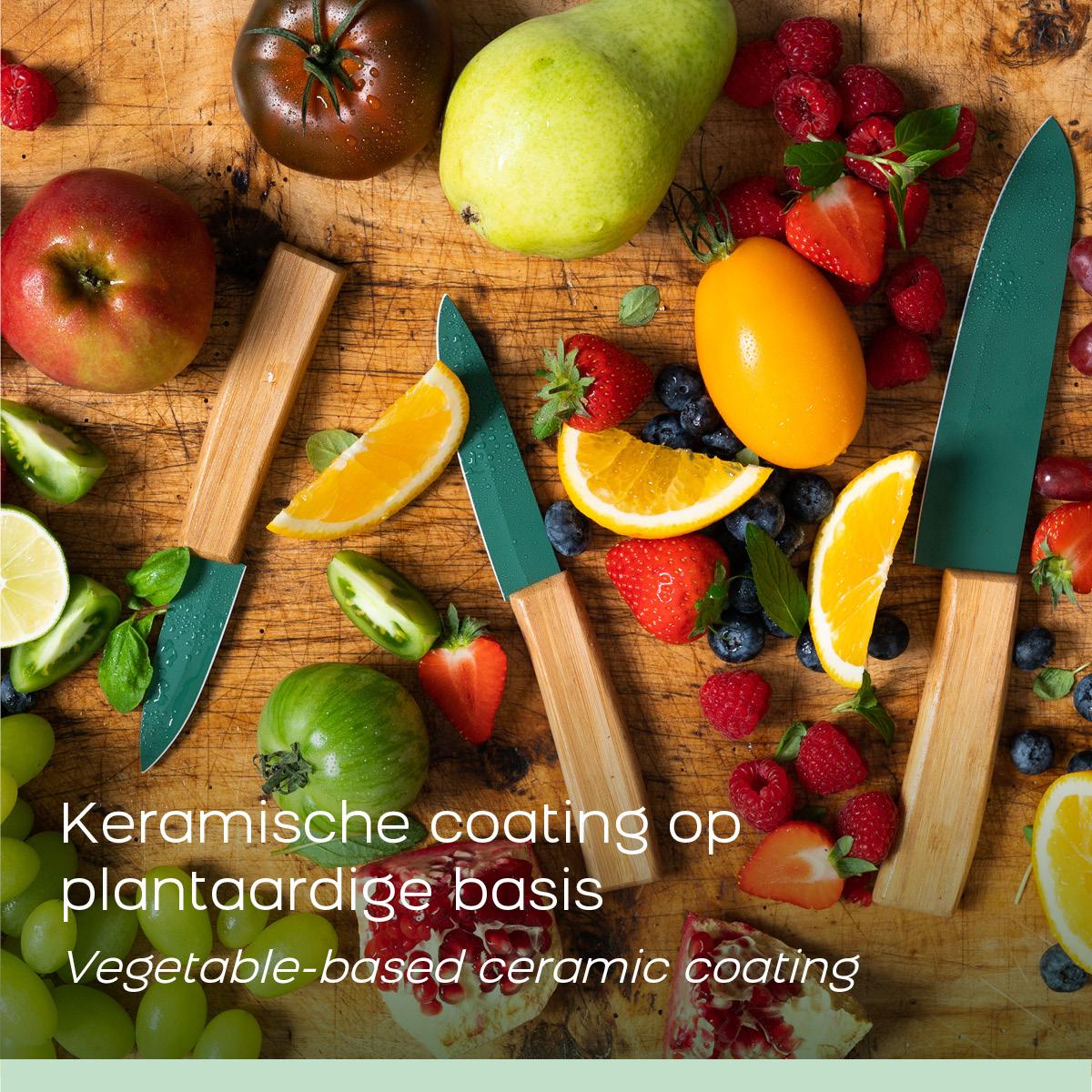 Ceramic Knife Set – 5 Pcs, Eco-Friendly, Bamboo Block