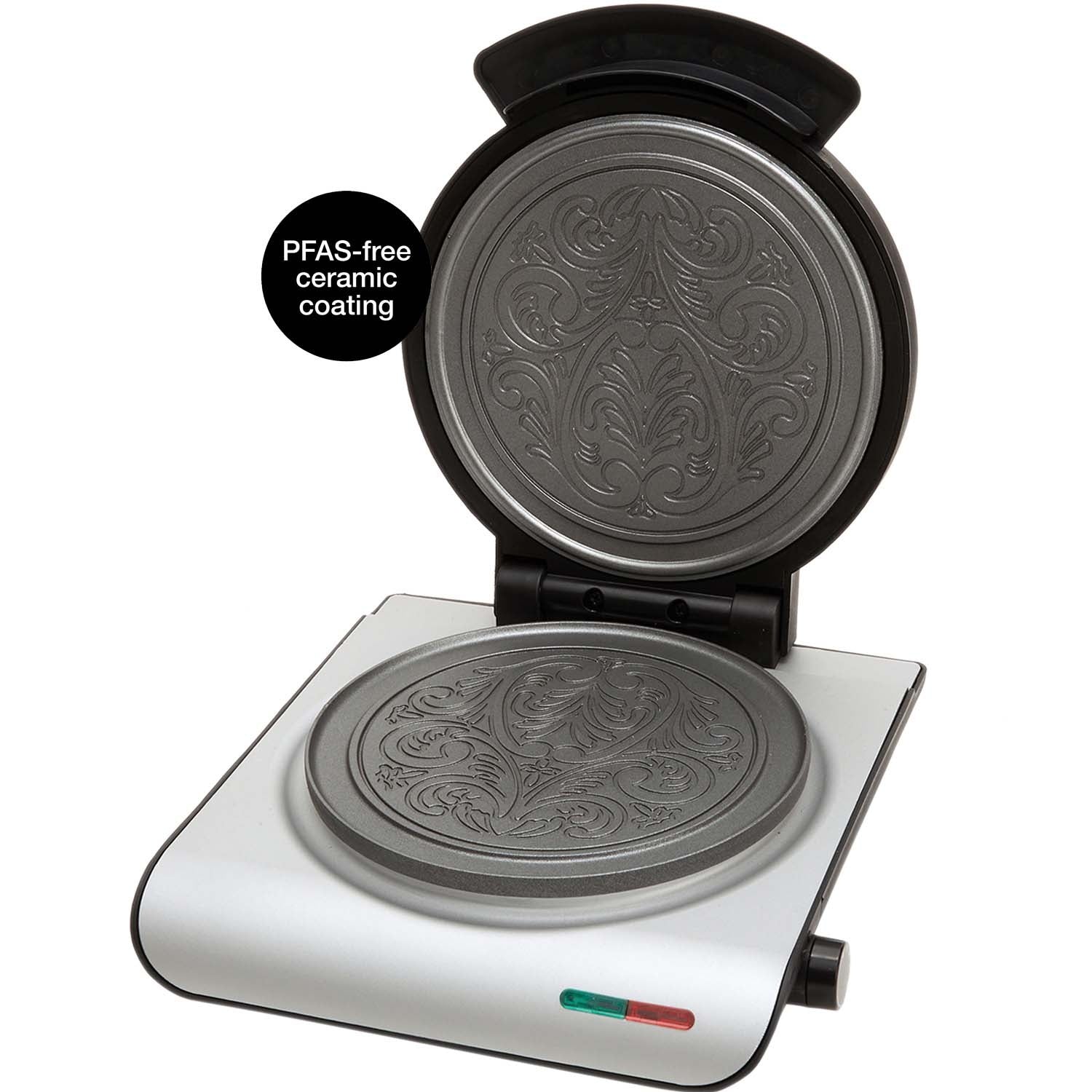 Ceramic Waffle Iron, Silver Finish