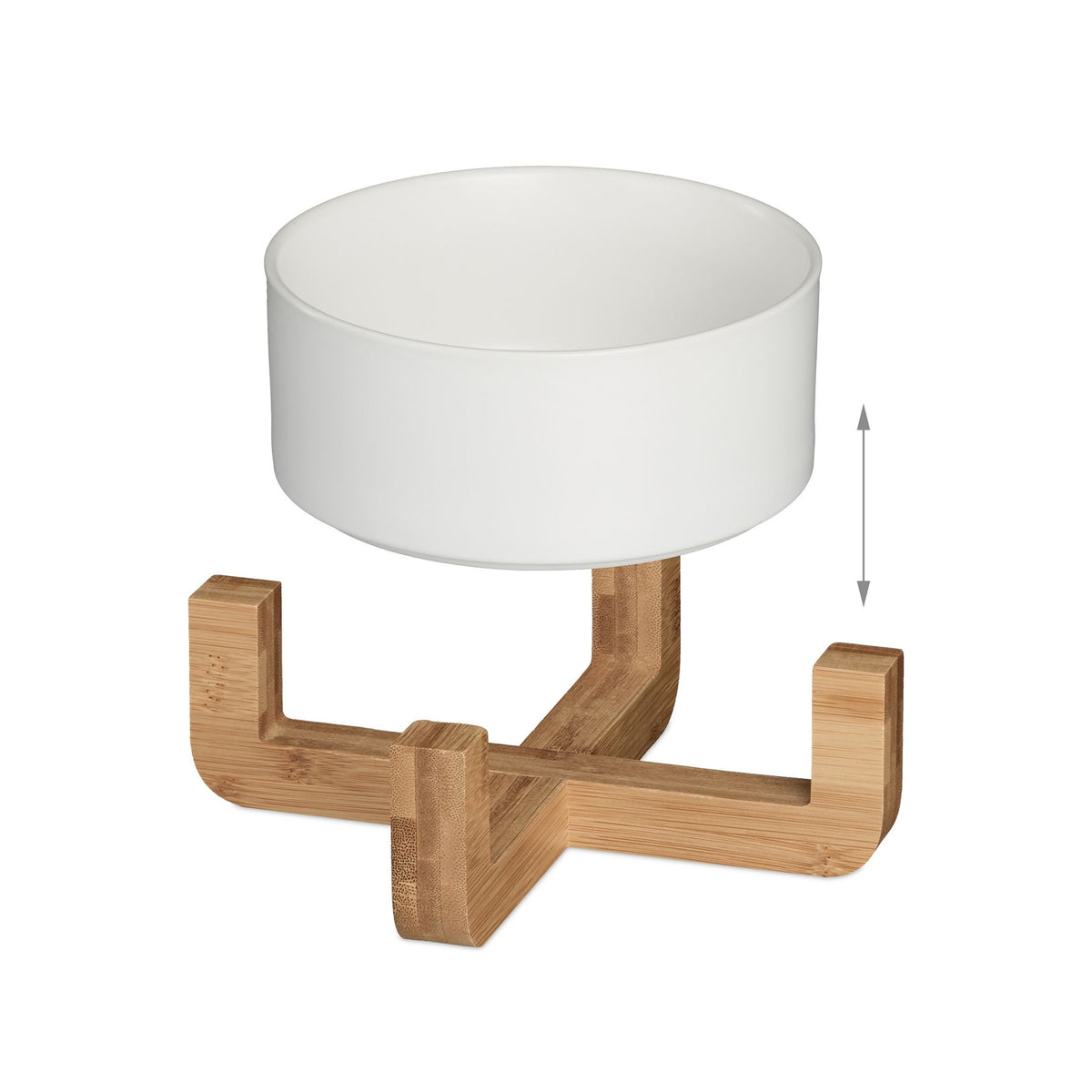 Ceramic dog bowl with bamboo frame