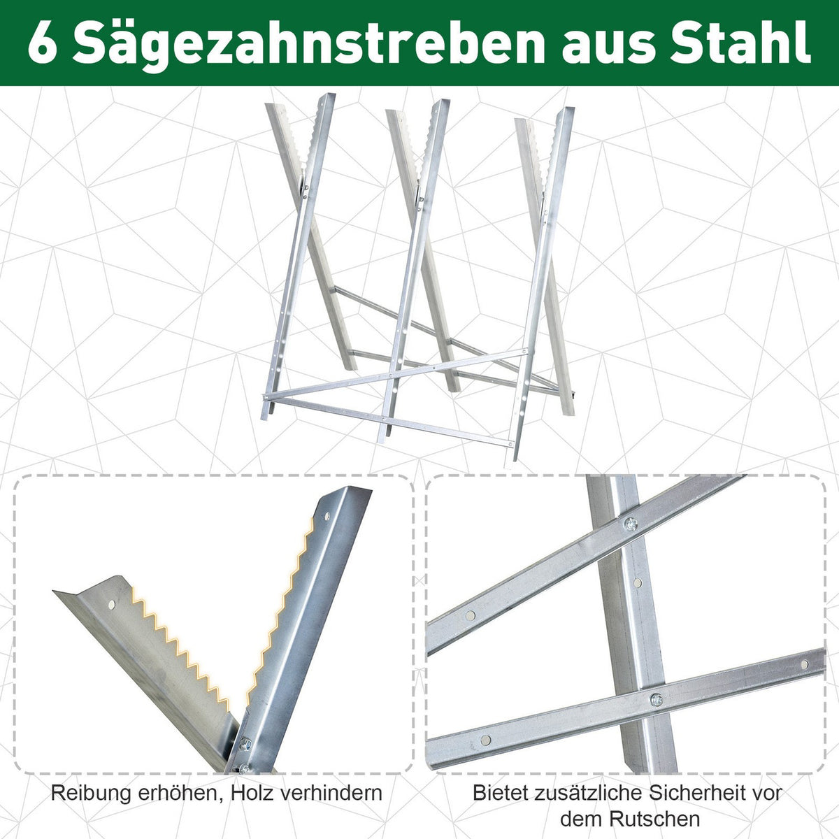 Chainsawhorse sawhorse foldable saw frame for firewood silver metal 83 x 83 x 79 cm