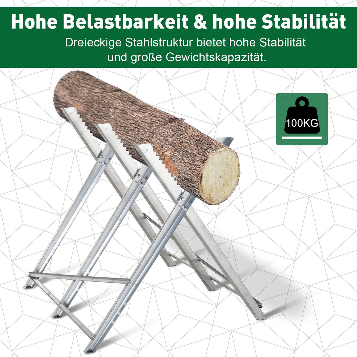 Chainsawhorse sawhorse foldable saw frame for firewood silver metal 83 x 83 x 79 cm