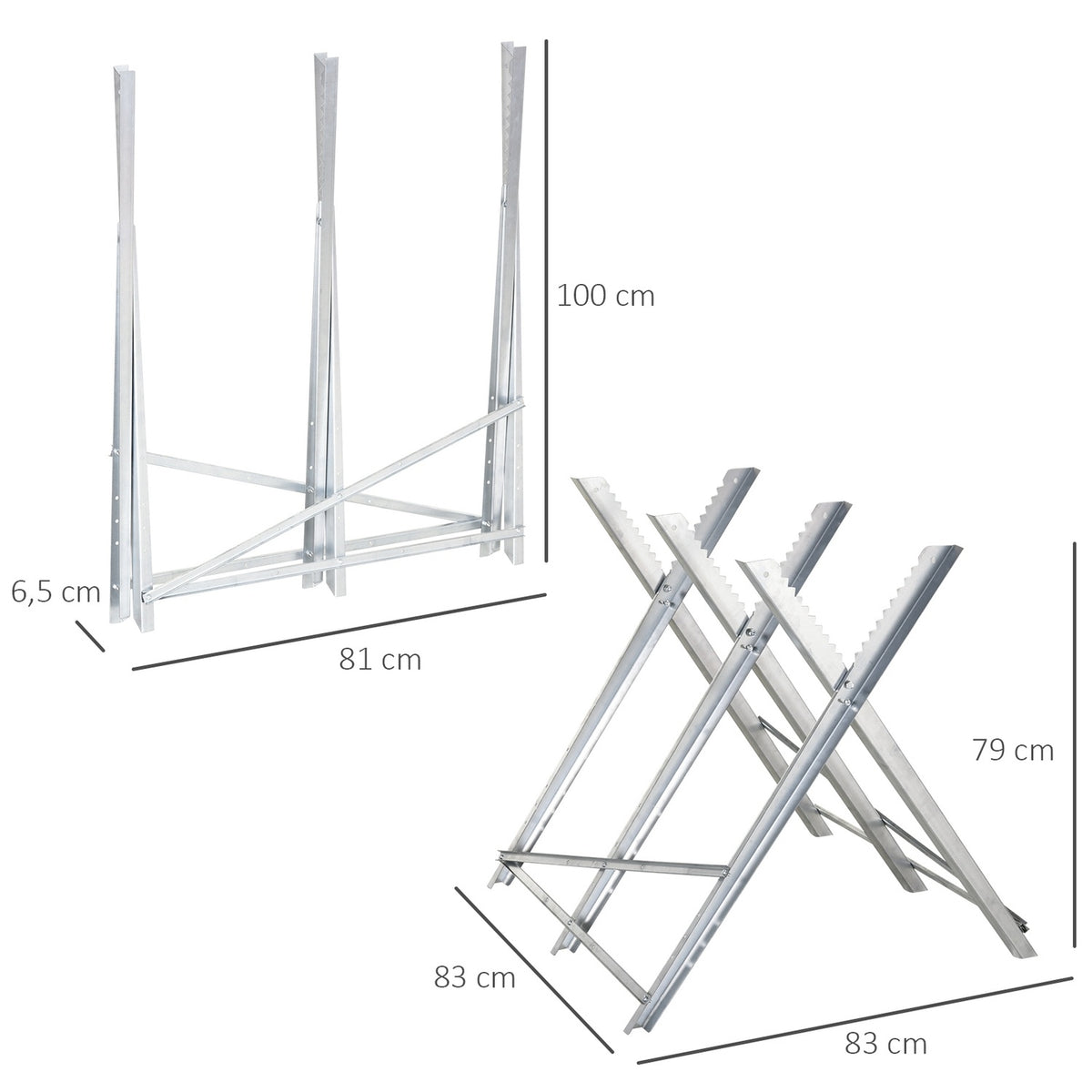 Chainsawhorse sawhorse foldable saw frame for firewood silver metal 83 x 83 x 79 cm