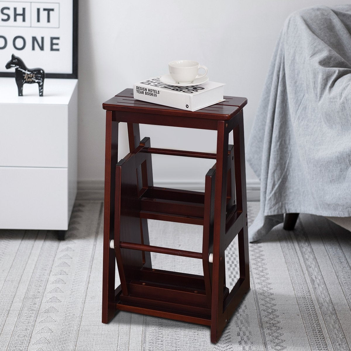 Chair Ladder Ladder Chair Stool Ladder Step Chair Step Stool Folding Step Ladder 3 Steps Brown