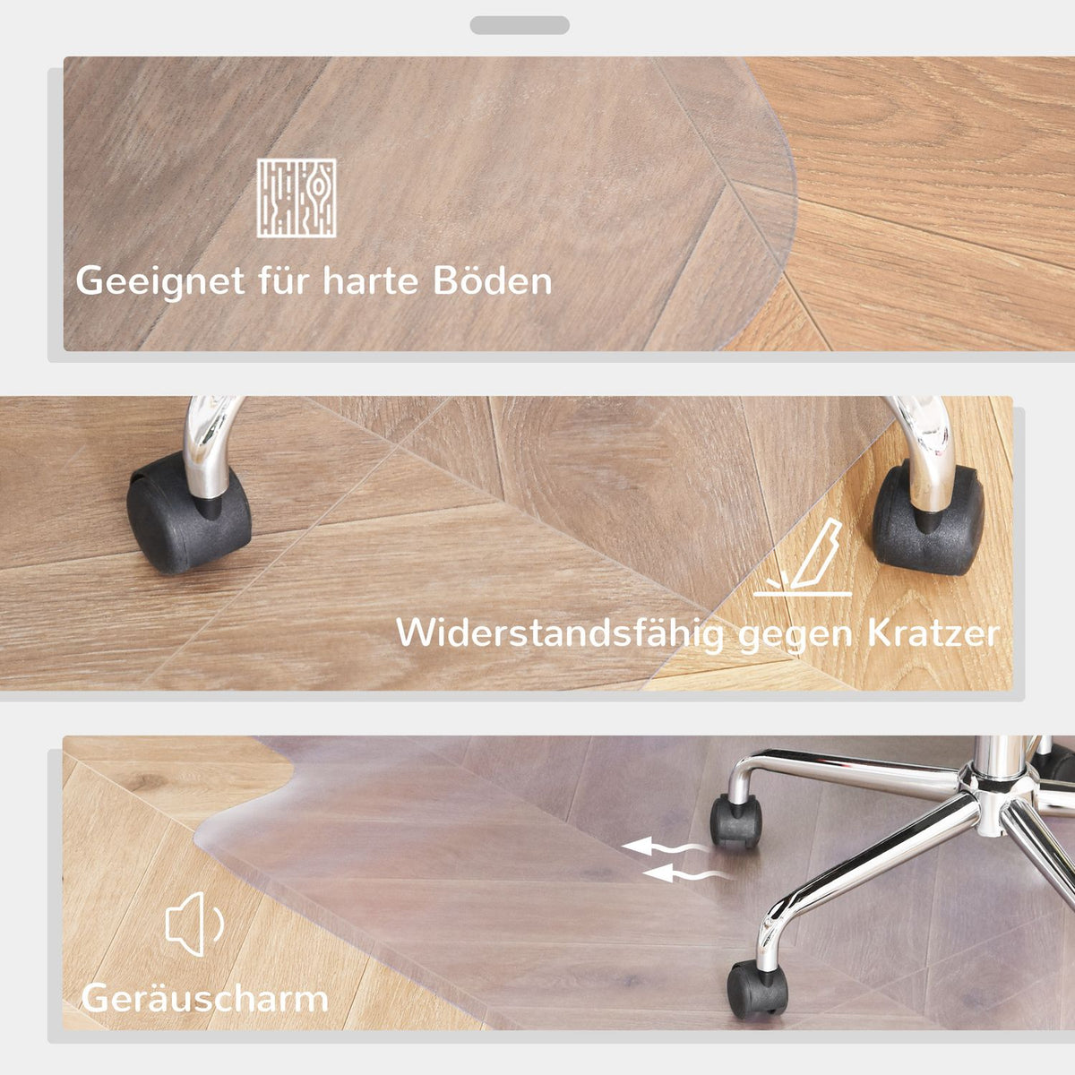 Chair mat for hard floors, 90 x 120 cm, non-slip, transparent floor mats to protect wood and tiles, for office and home