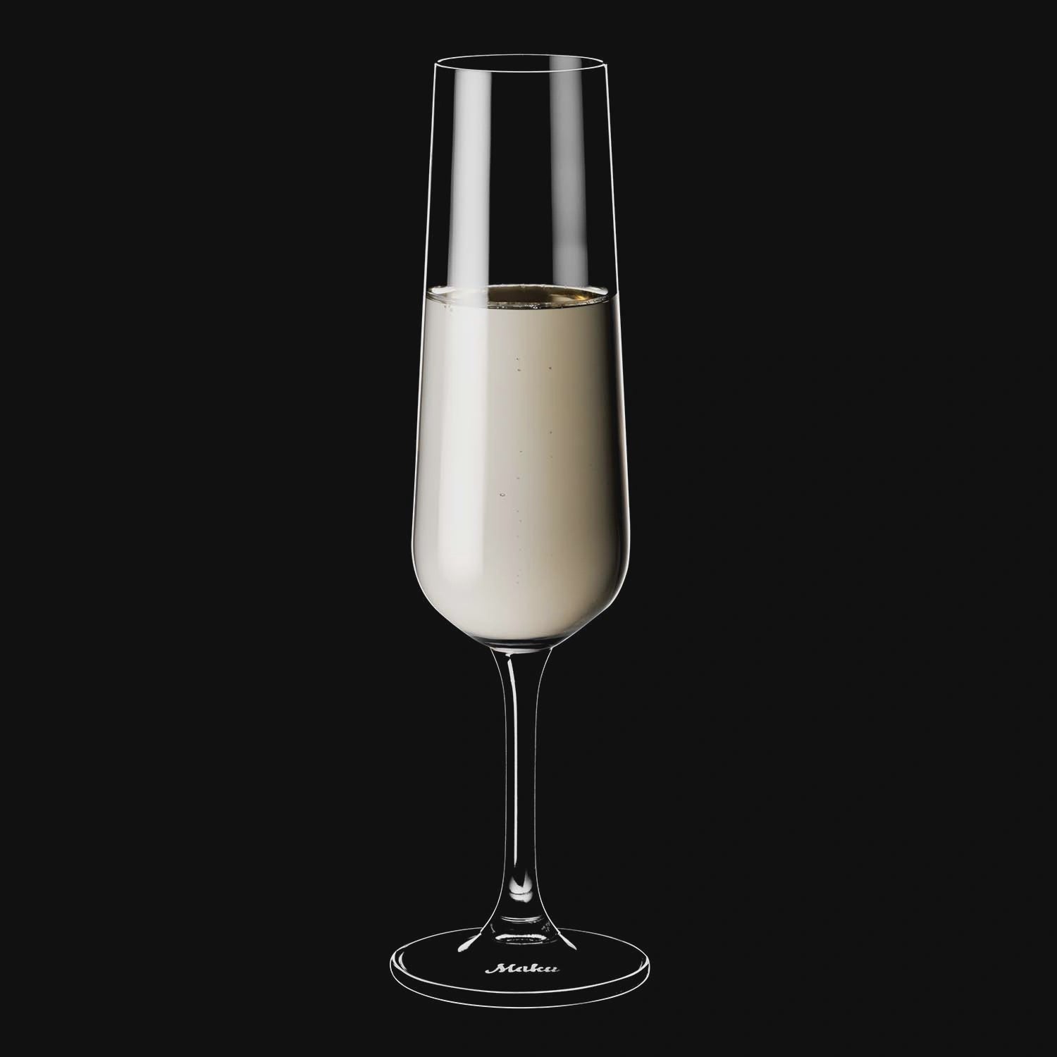 Champagne Glasses, 20.5 cl, Set of 2, Durable Glass
