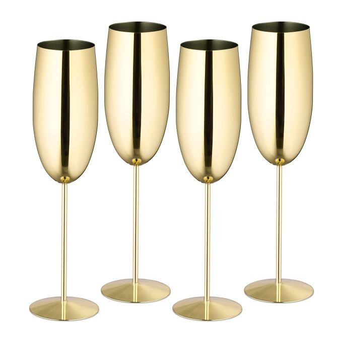 Champagne glasses in stainless steel, set of 4