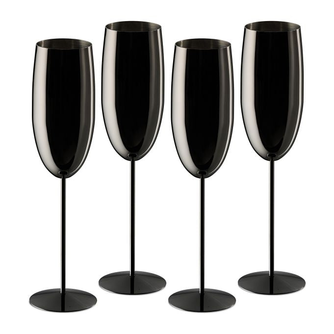 Champagne glasses in stainless steel, set of 4