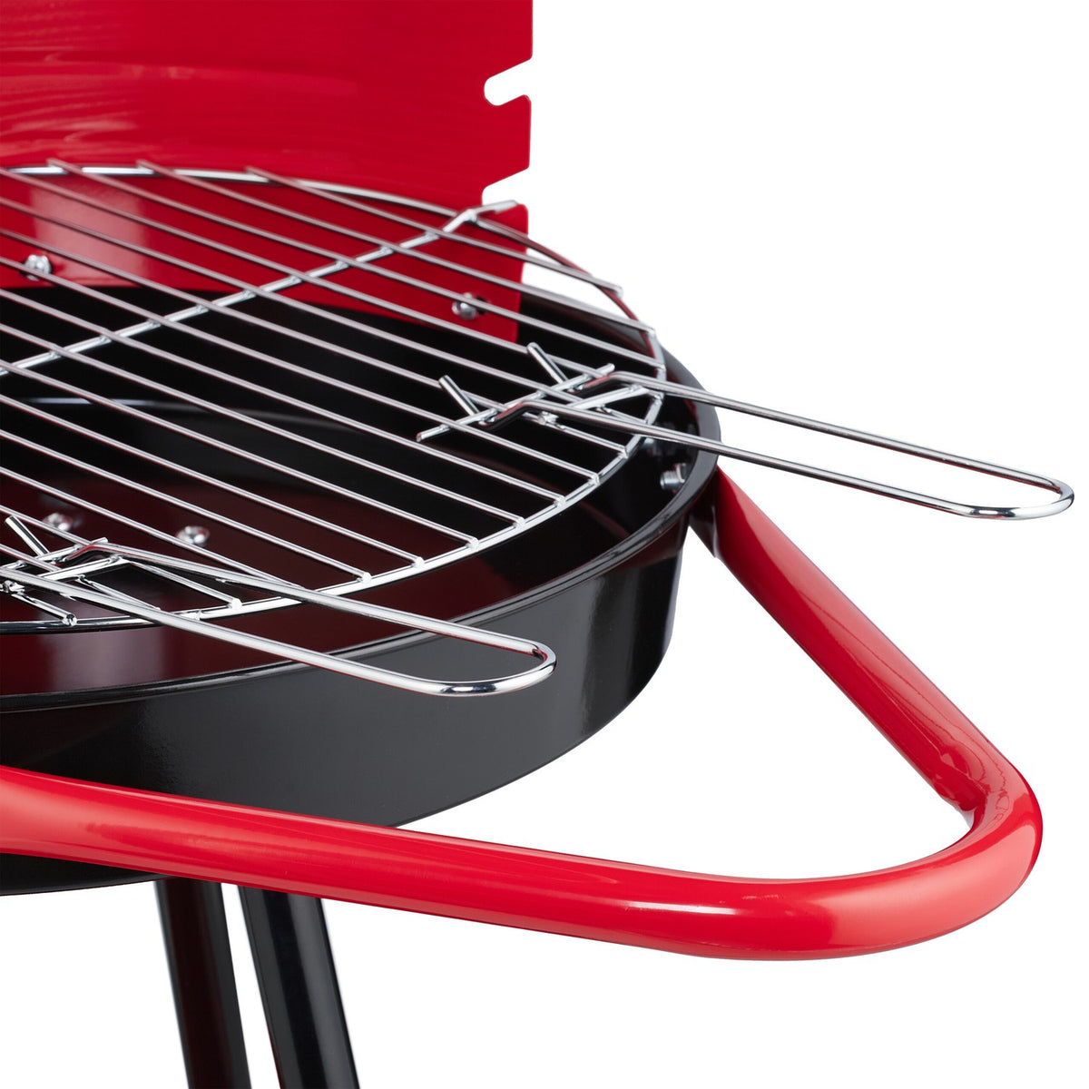 Charcoal BBQ Grill with Wheels, Windbreak, Ø 42 cm