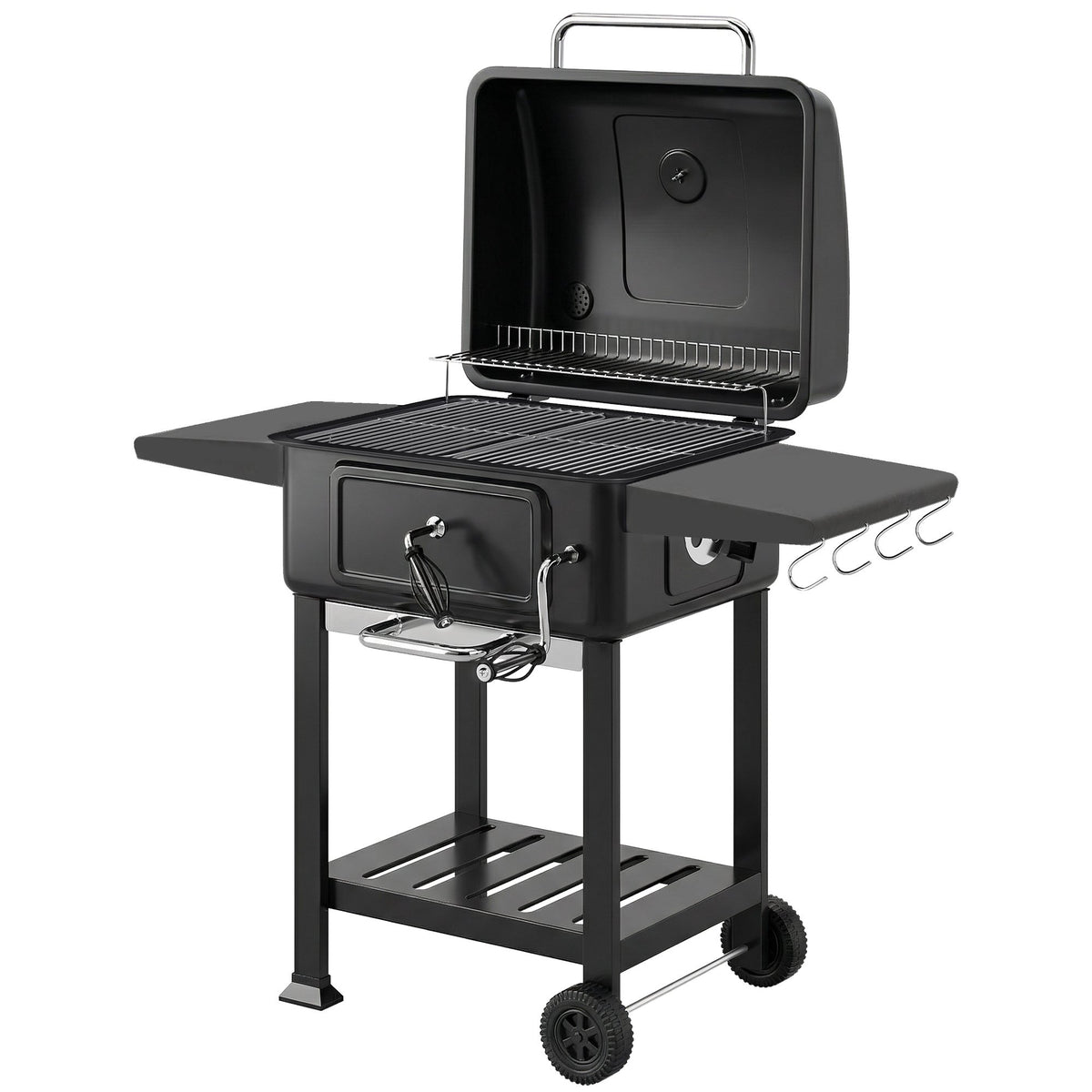 Charcoal BBQ Smoker with Adjustable Coal Pan & Thermometer