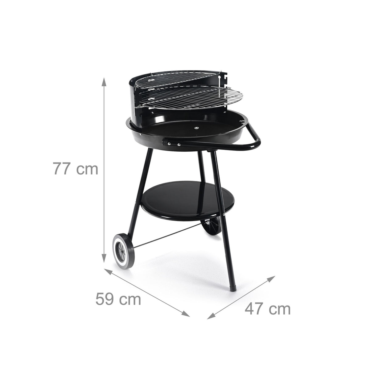 Charcoal BBQ with Windbreak & Storage Shelf, Black