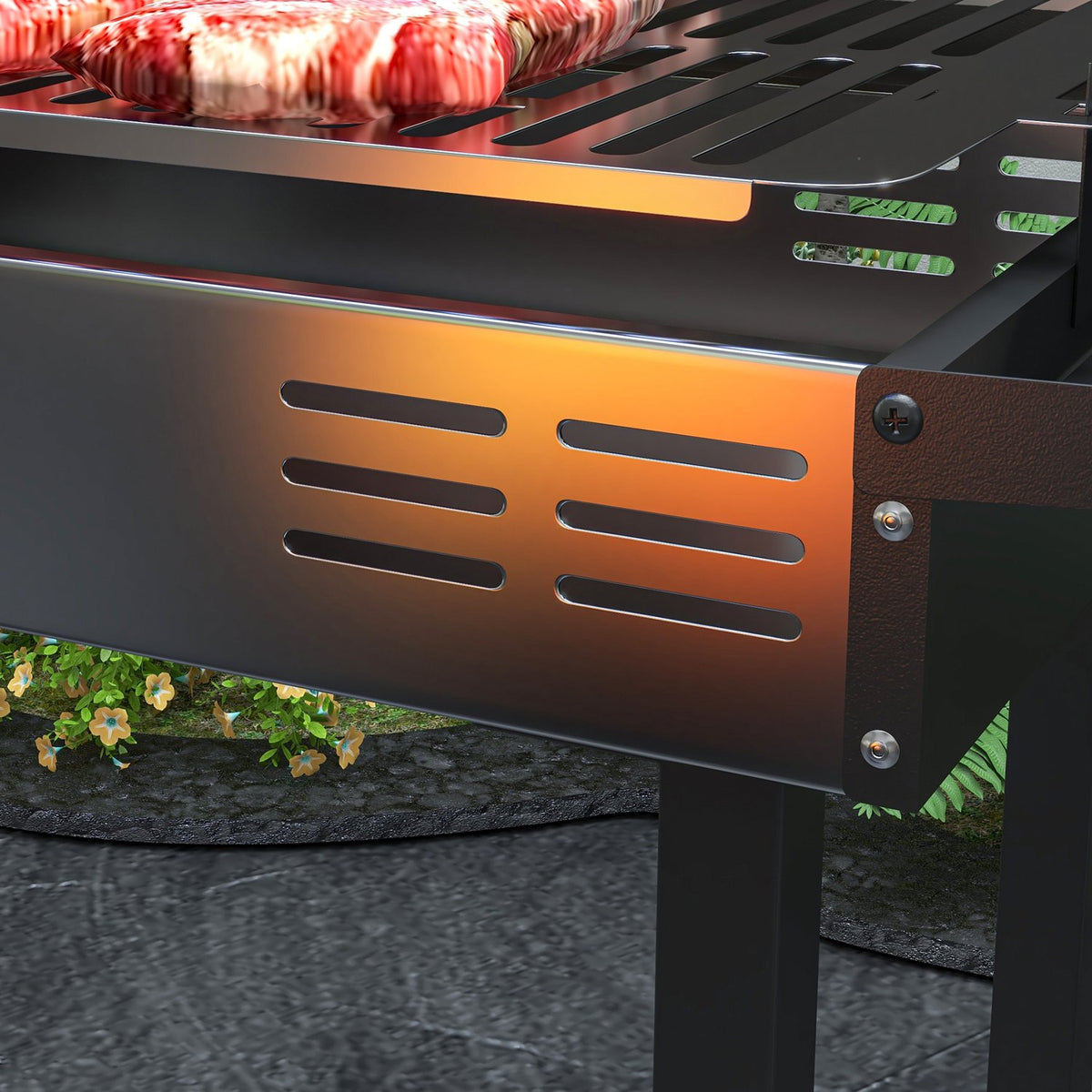 Charcoal Grill Camping Grill With Grill Grate And Rotisserie Kit Foldable Camping Garden Bbq Stainless Steel + Metal Black