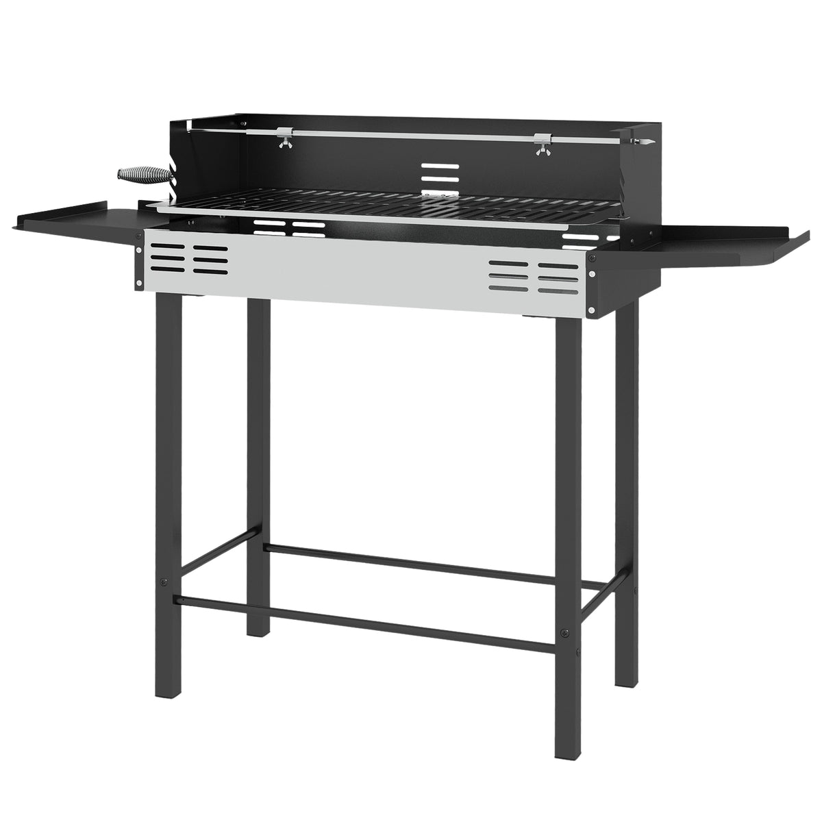 Charcoal Grill Camping Grill With Grill Grate And Rotisserie Kit Foldable Camping Garden Bbq Stainless Steel + Metal Black