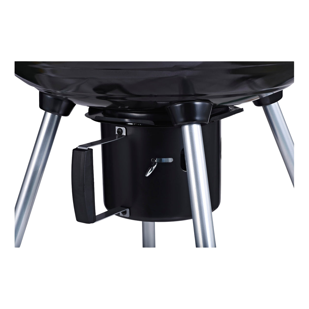 Charcoal Grill Trolley Standing Grill Bbq Round Ash Catcher Metal Black Diameter 57 X 94 Cm