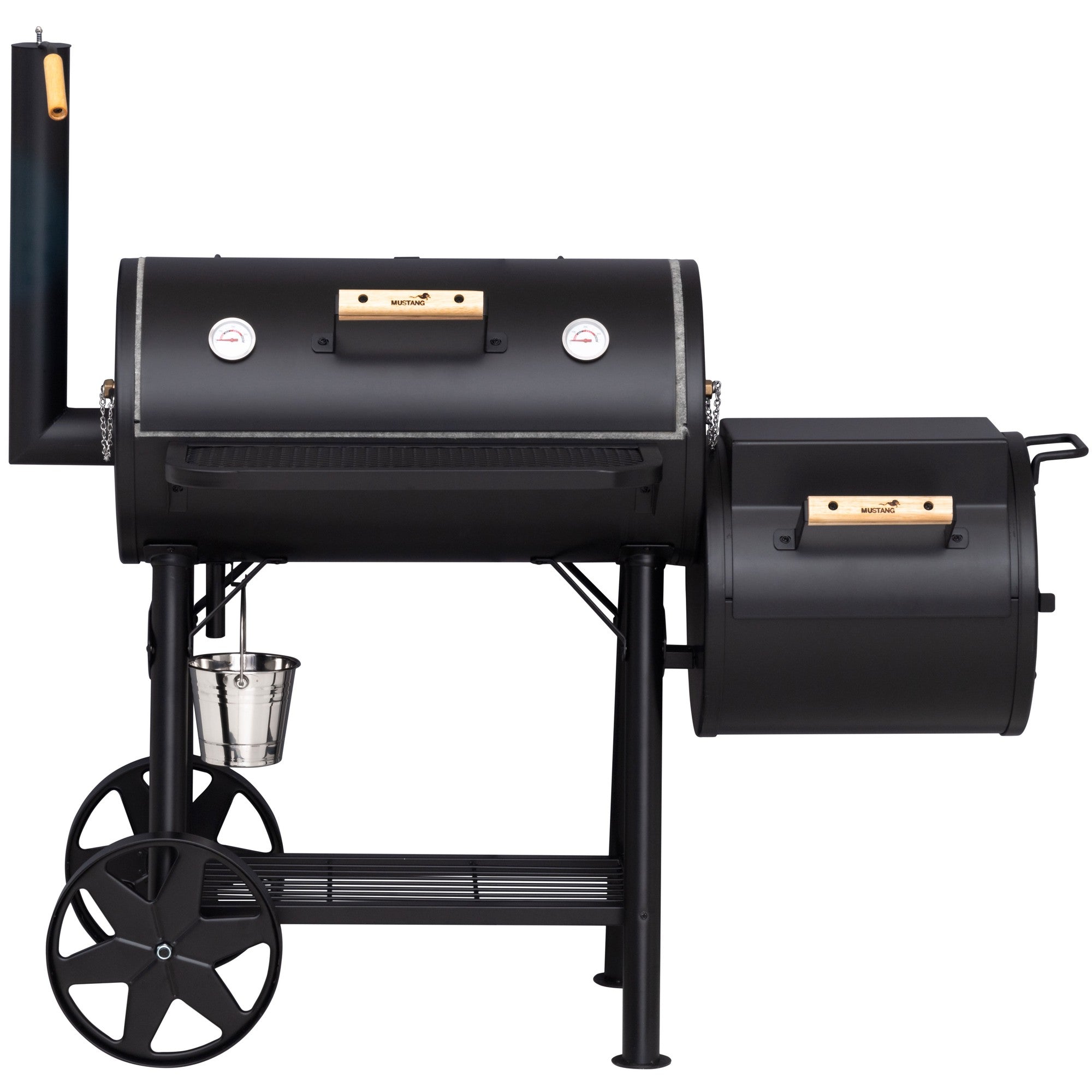 Charcoal Grill with Smoker, Steel, Large Cooking Area