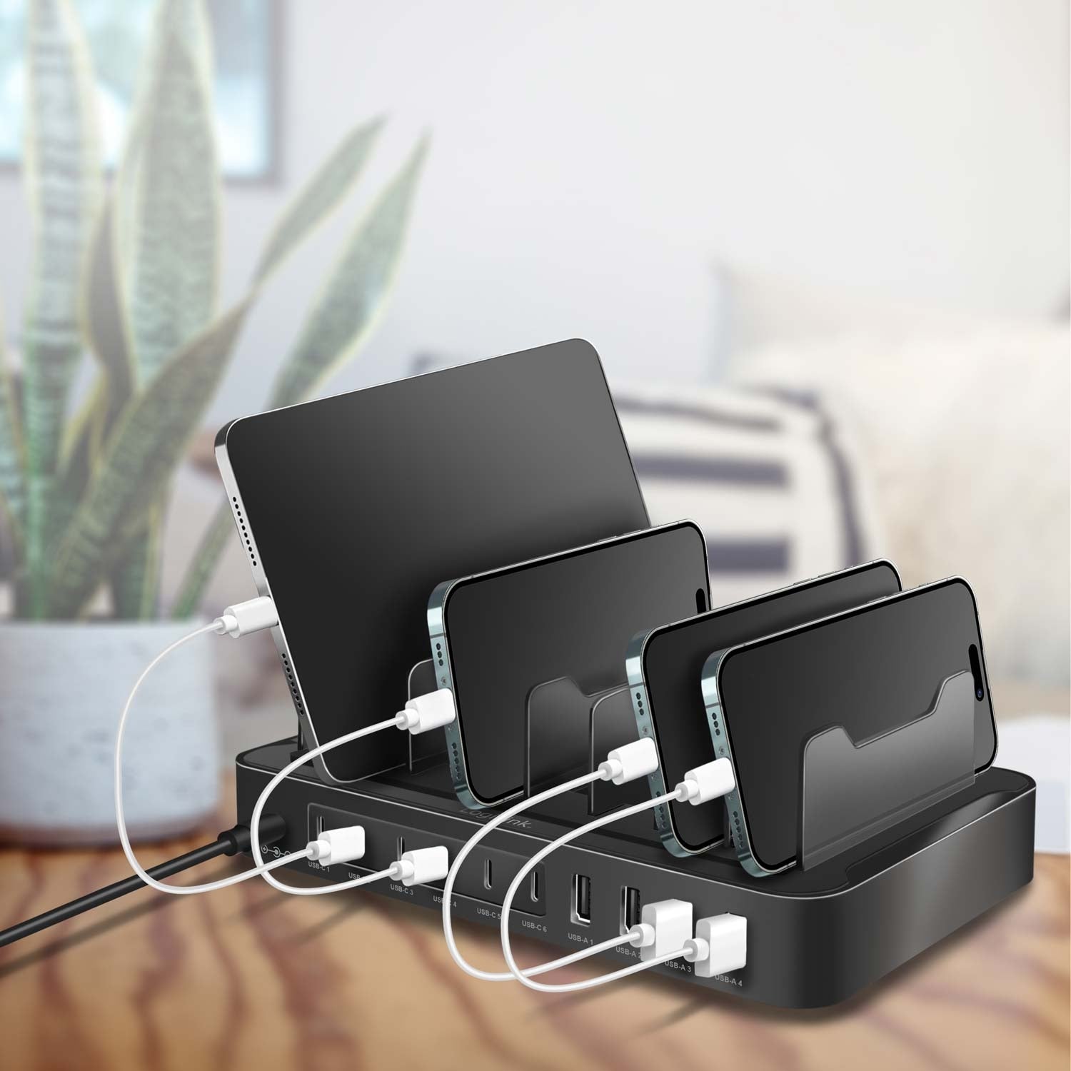 Charging station 10 ports 6 USB-C + 4 USB-A PD/QC3.0 120W