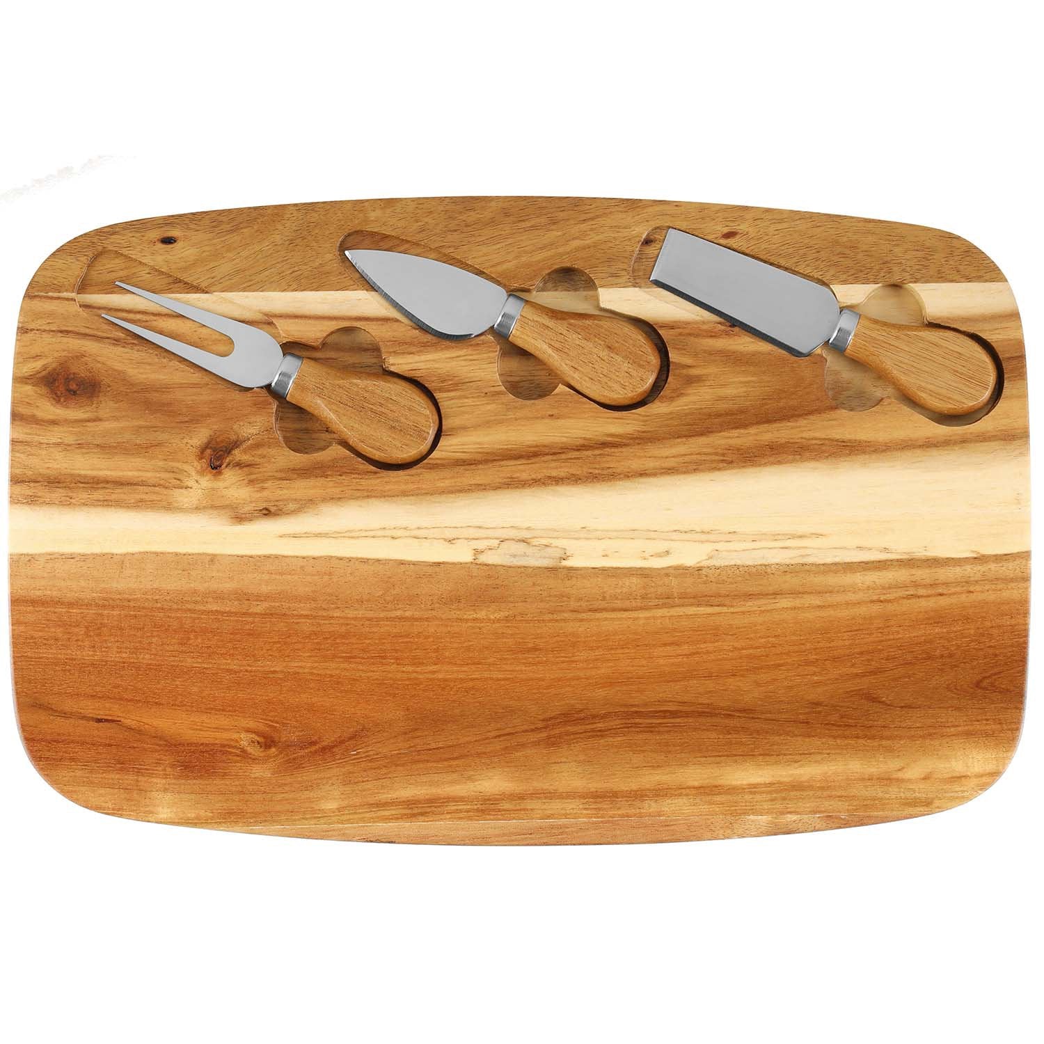 Cheese Board Set, Acacia Wood, 4 Pieces, 36x23 cm