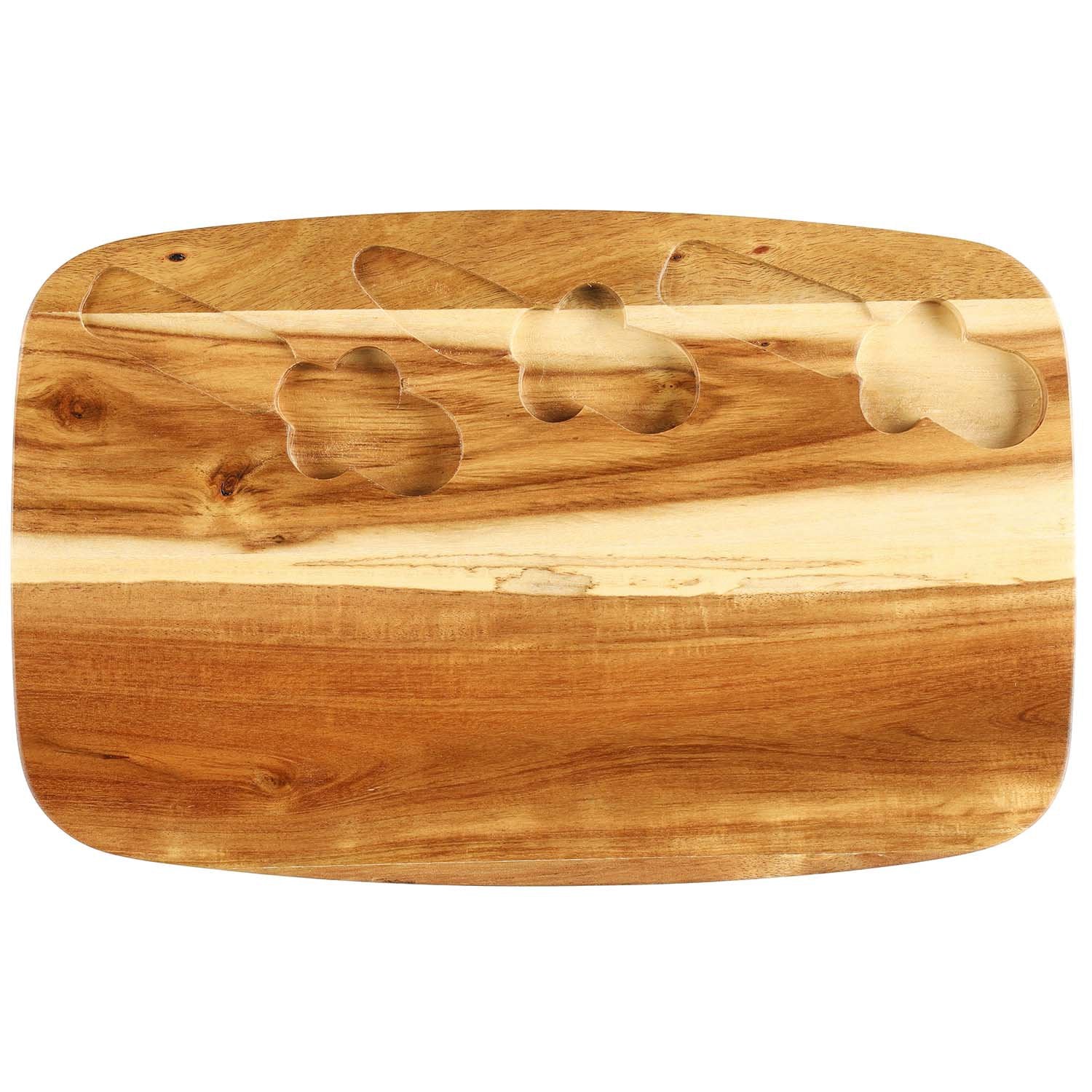 Cheese Board Set, Acacia Wood, 4 Pieces, 36x23 cm