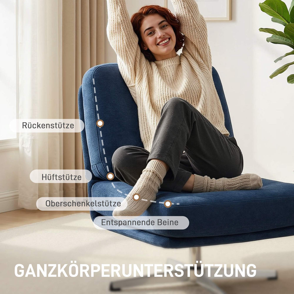 Chenille Lounge Chair, 360 Swivel, 70 cm Seat Width