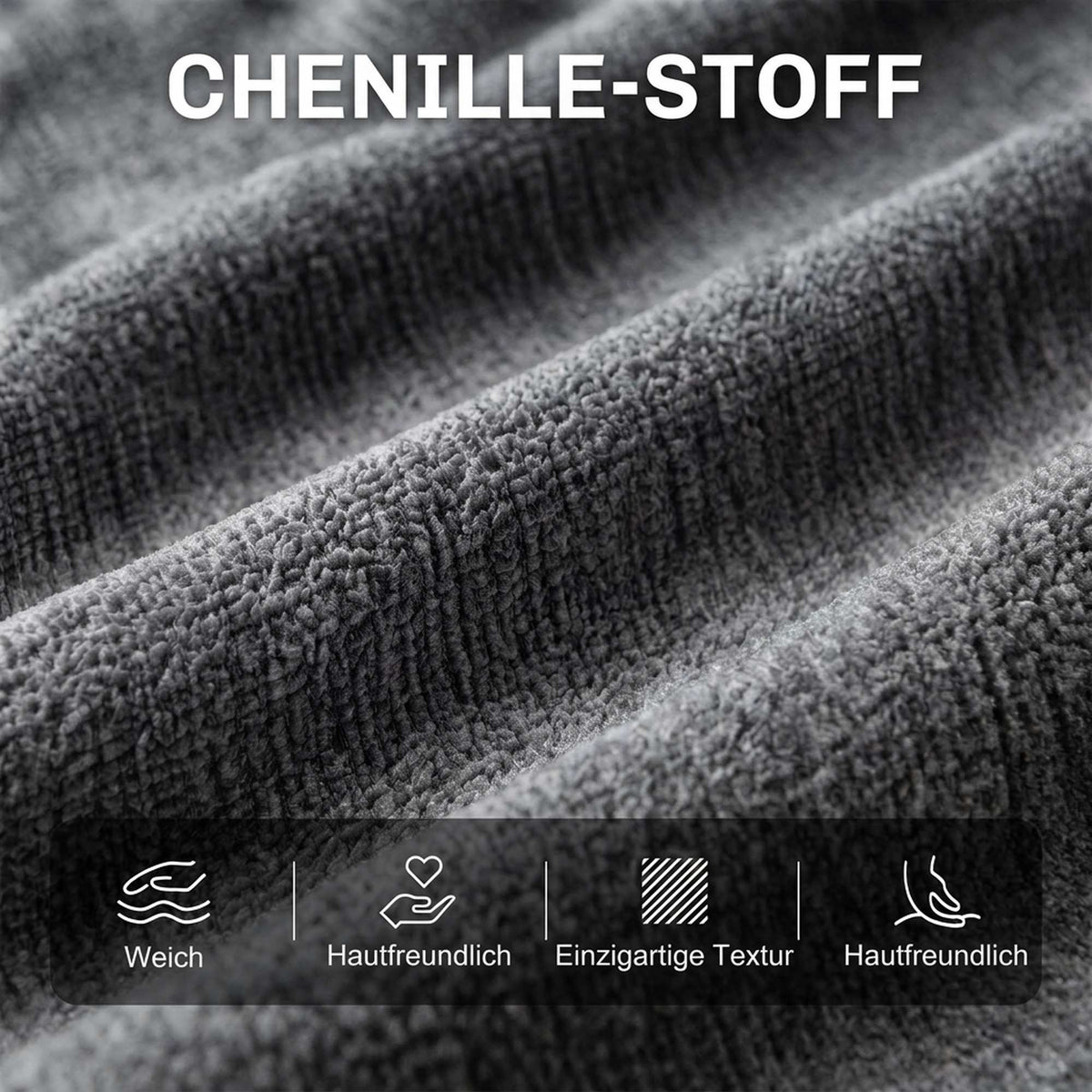 Chenille Rocking Chair with Cushions, Dark Grey