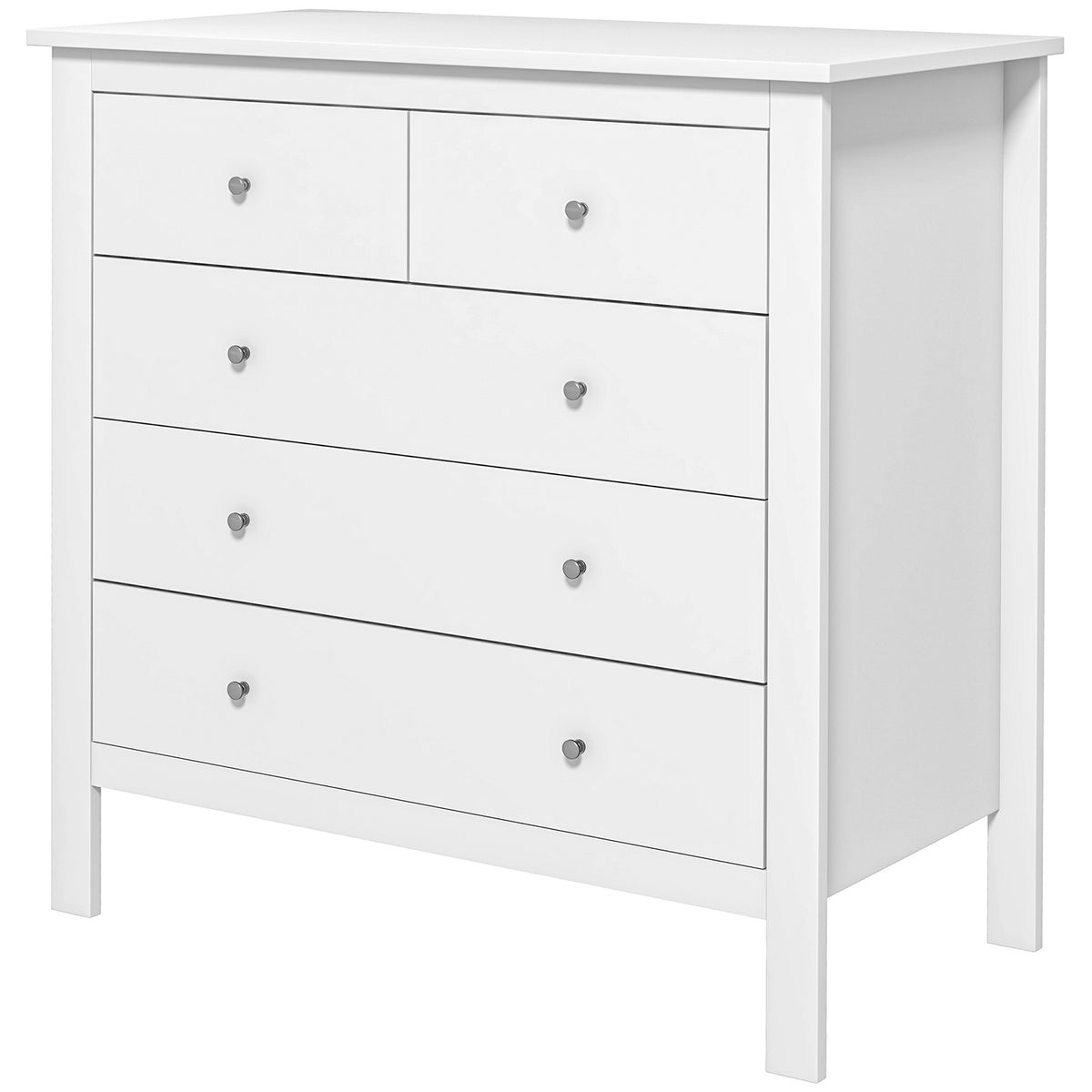 Chest Of Drawers Side Cabinet 5 Drawers Sideboard Anti-Tilt Drawer Chest Bedroom Living Room White 79 X 39.5 X 80.5 Cm