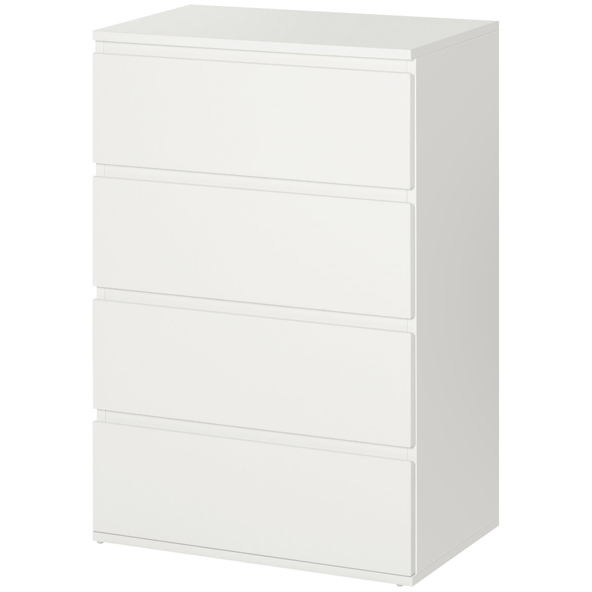 Chest Of Drawers, Sideboard With 4 Drawers, Office Cabinet With Anti-Tip Pull Tabs, White, 55 X 33 X 80 Cm