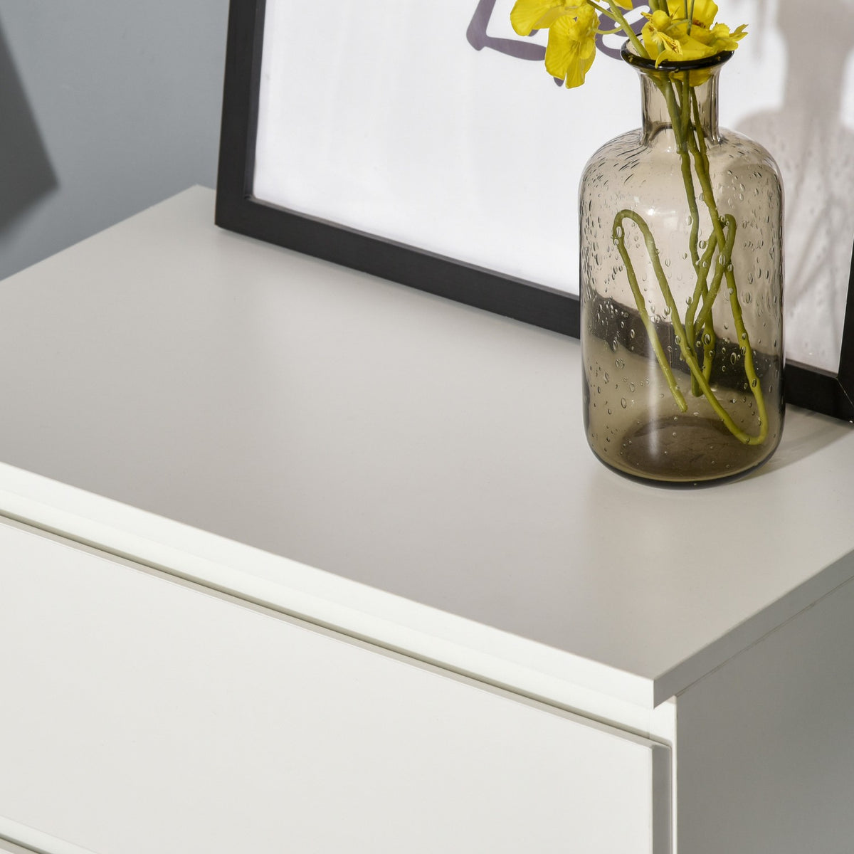 Chest Of Drawers, Sideboard With 4 Drawers, Office Cabinet With Anti-Tip Pull Tabs, White, 55 X 33 X 80 Cm