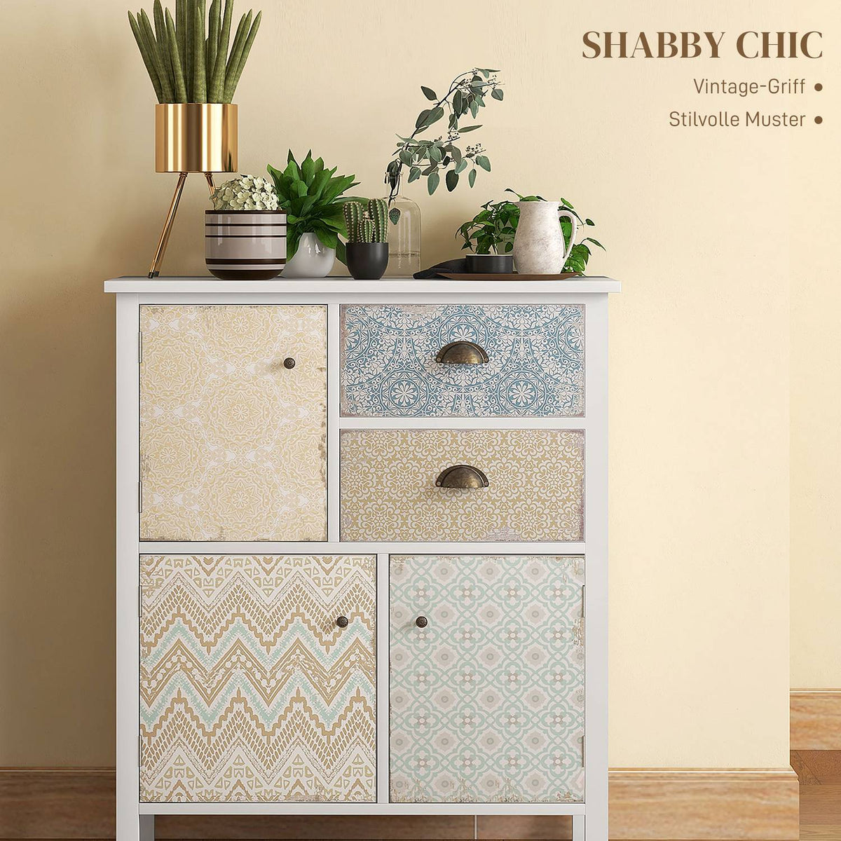 Chest Of Drawers Storage Cabinet 2 Drawers 3 Compartments Tilt Protection Living Room Bedroom White 68X34X80Cm