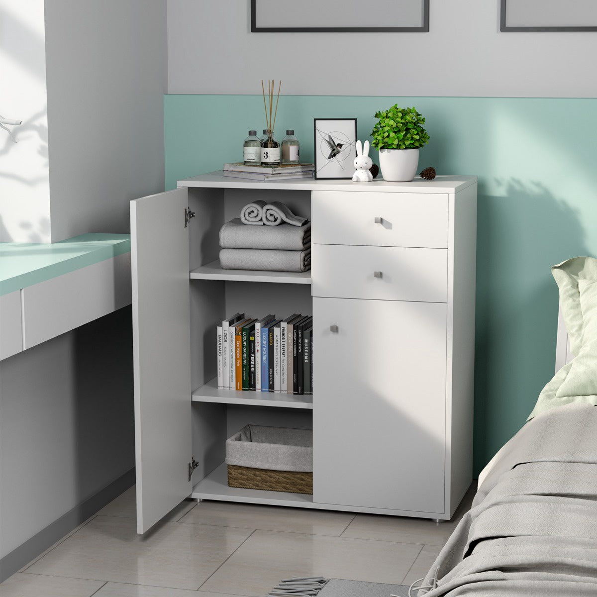 Chest of Drawers, 2 Doors 2 Drawers, 72 x 34 x 85.5 cm