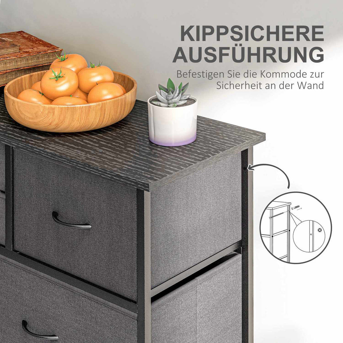Chest of Drawers, Storage Cabinet with 10 Foldable Fabric Drawers, Modern Style Sideboard for Living Room, Bedroom, Steel, Black