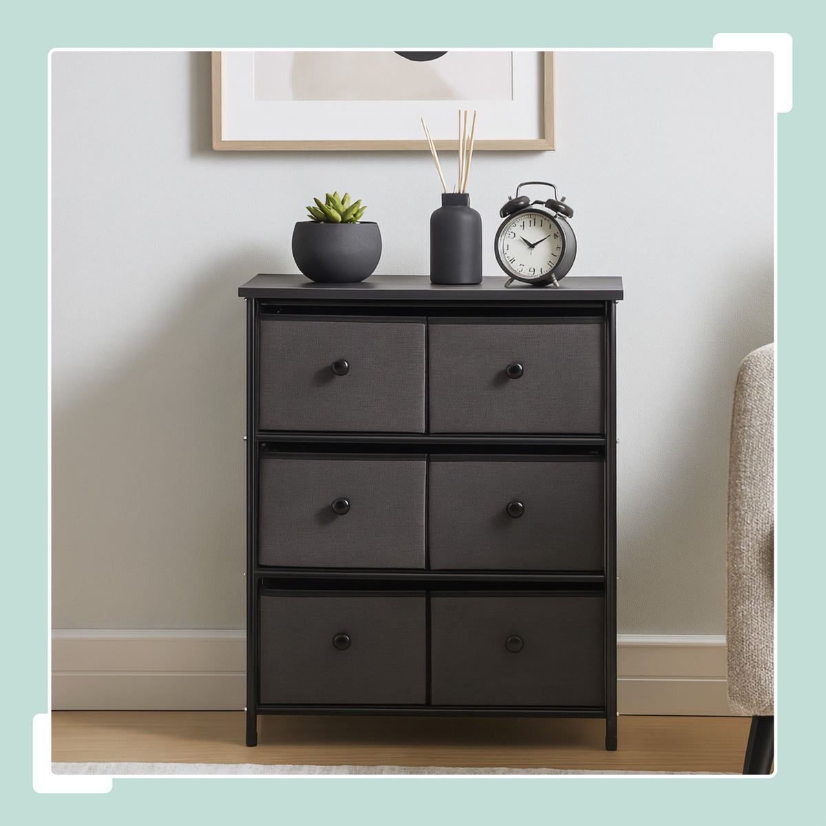 Chest of Drawers with 6 Fabric Compartments